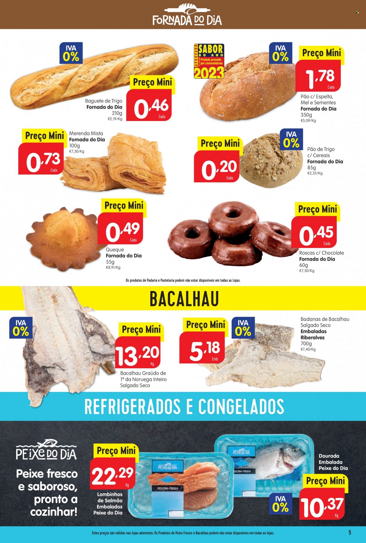 Folheto Minipreço - 25.5.2023 - 31.5.2023 - Produtos em promoção - pão, baguete, bacalhau, peixe. Página 5.