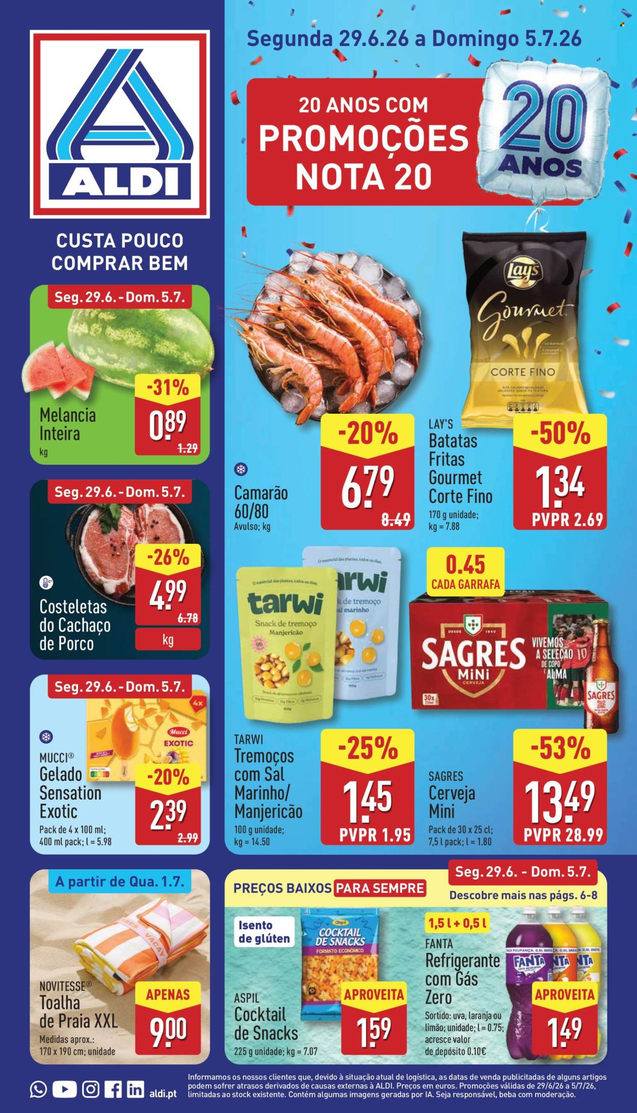 Folheto Aldi - 29.6.2026 - 5.7.2026. Página 1