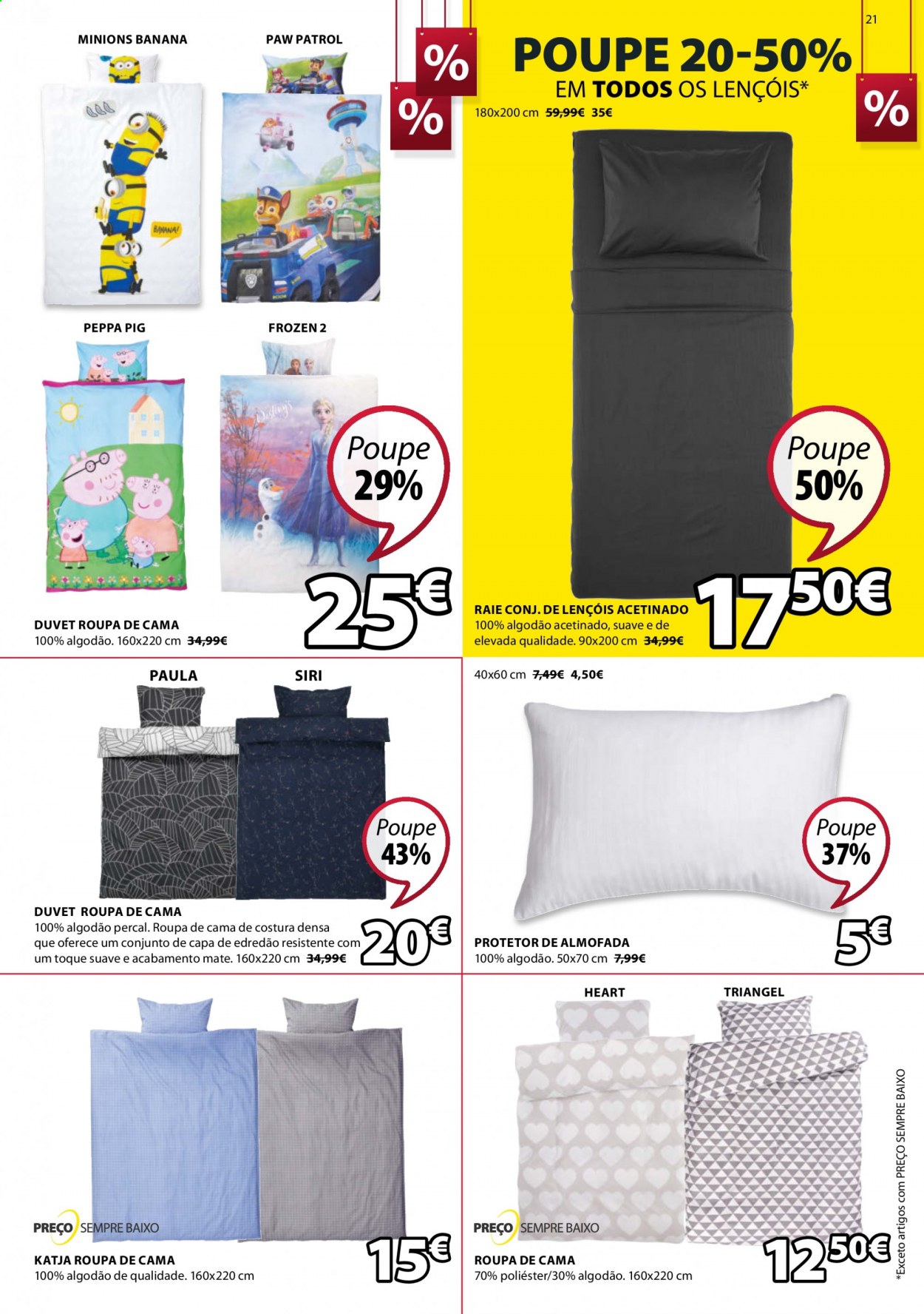 thumbnail - Folheto Jysk - 25.12.2020 - 13.1.2021 - Produtos em promoção - Frozen, almofada, roupa de cama. Página 21.