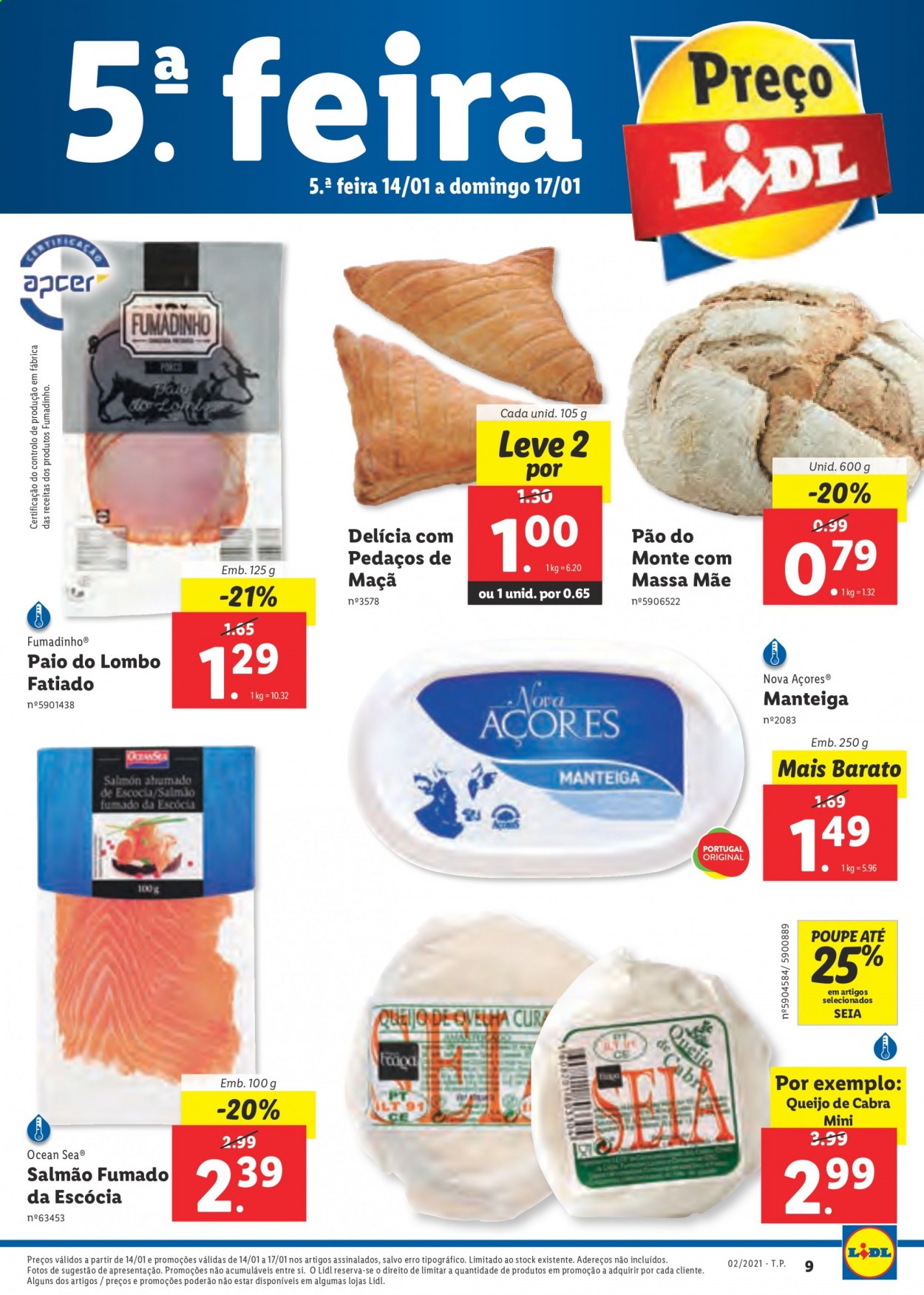 thumbnail - Folheto Lidl - 11.1.2021 - 17.1.2021 - Produtos em promoção - lombo, pão, salmão, queijo, manteiga. Página 29.