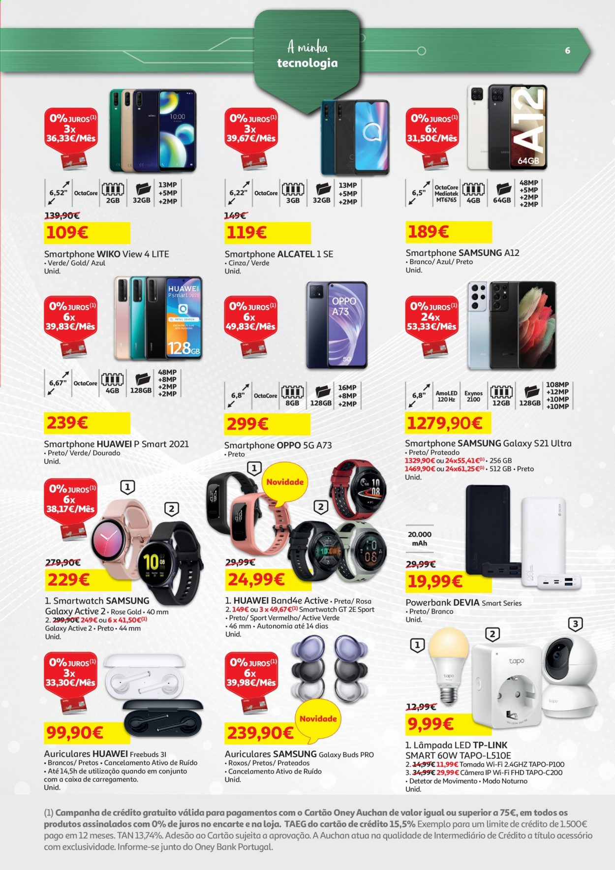 thumbnail - Folheto Auchan - 2.2.2021 - 16.2.2021 - Produtos em promoção - Samsung, Alcatel, Huawei, Samsung Galaxy, Samsung Galaxy S, smartphone, powerbank, lâmpada. Página 31.