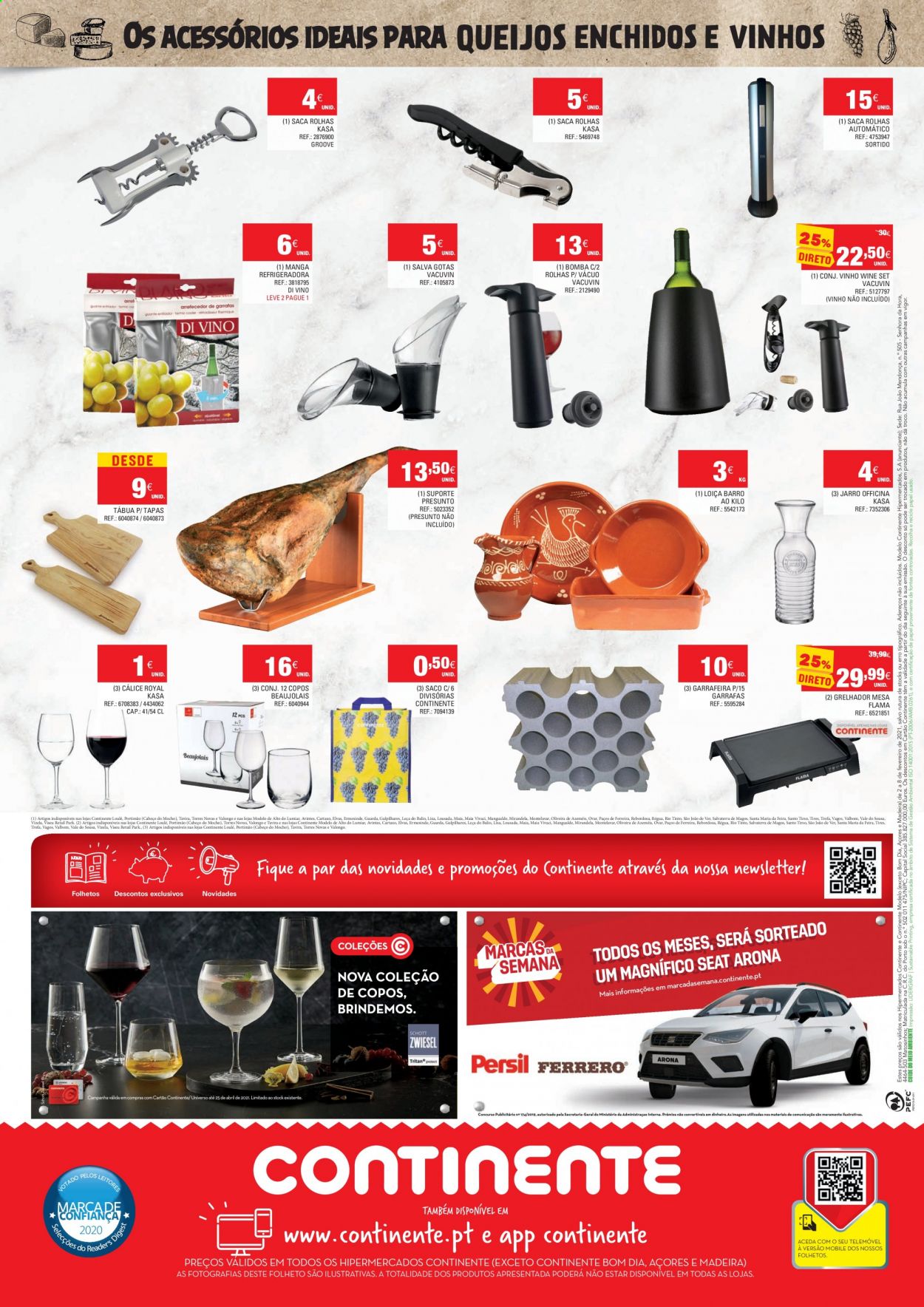 thumbnail - Folheto Continente - 2.2.2021 - 8.2.2021 - Produtos em promoção - presunto, vinho, Beaujolais, mesa, churrasqueira, grelhador. Página 24.