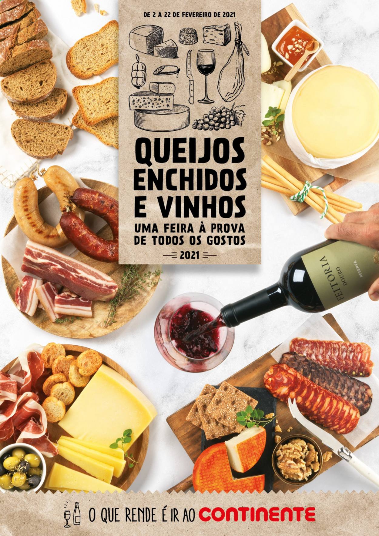 thumbnail - Folheto Continente Modelo - 2.2.2021 - 22.2.2021 - Produtos em promoção - vinho. Página 1.