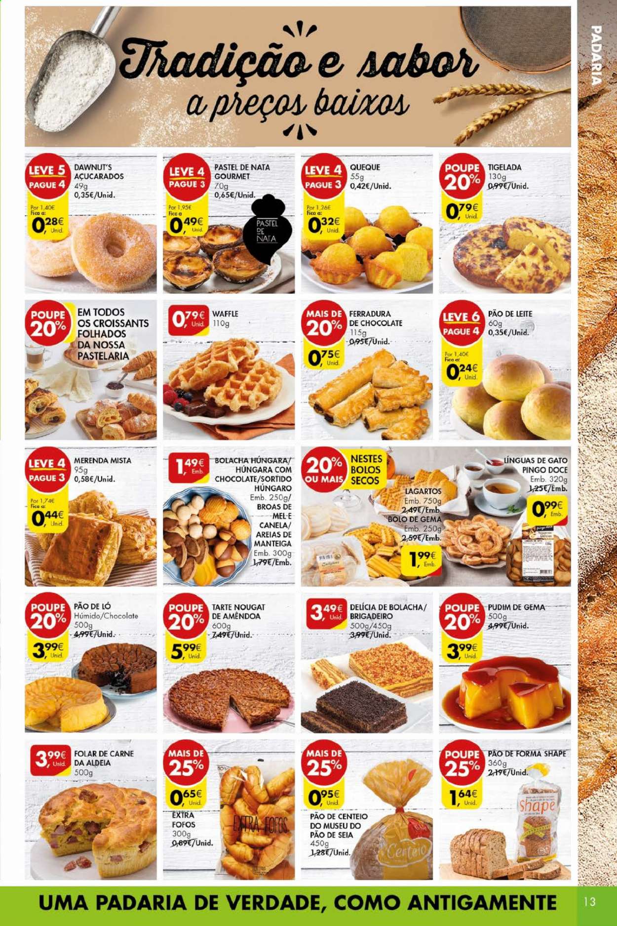 thumbnail - Folheto Pingo Doce - 16.2.2021 - 22.2.2021 - Produtos em promoção - pão de forma, folar, bolo, croissant, pão de ló, manteiga, bolachas, mel. Página 13.