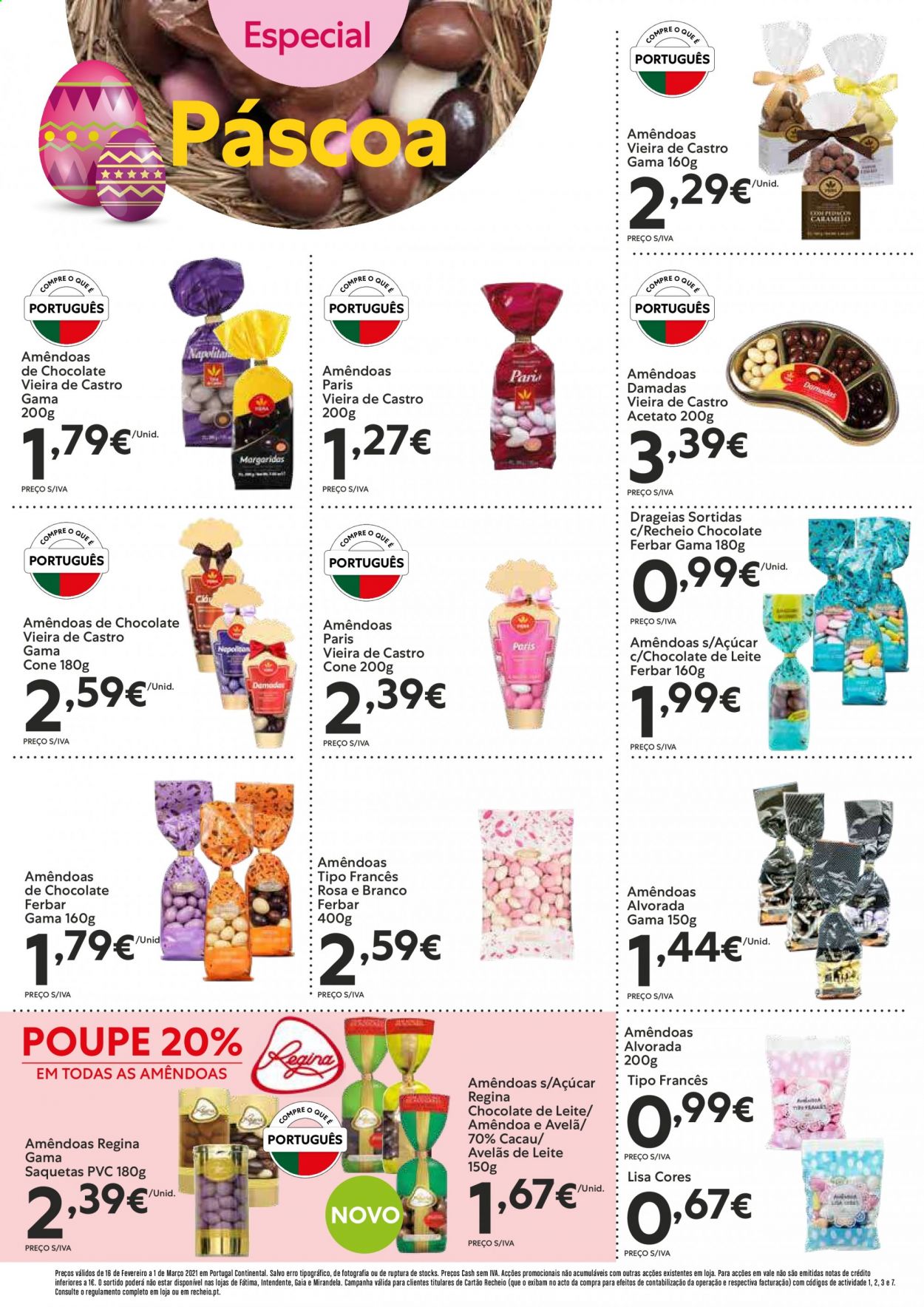 thumbnail - Folheto Recheio - 16.2.2021 - 1.3.2021 - Produtos em promoção - amêndoas de chocolate, cacau, Ferbar, amêndoa. Página 4.
