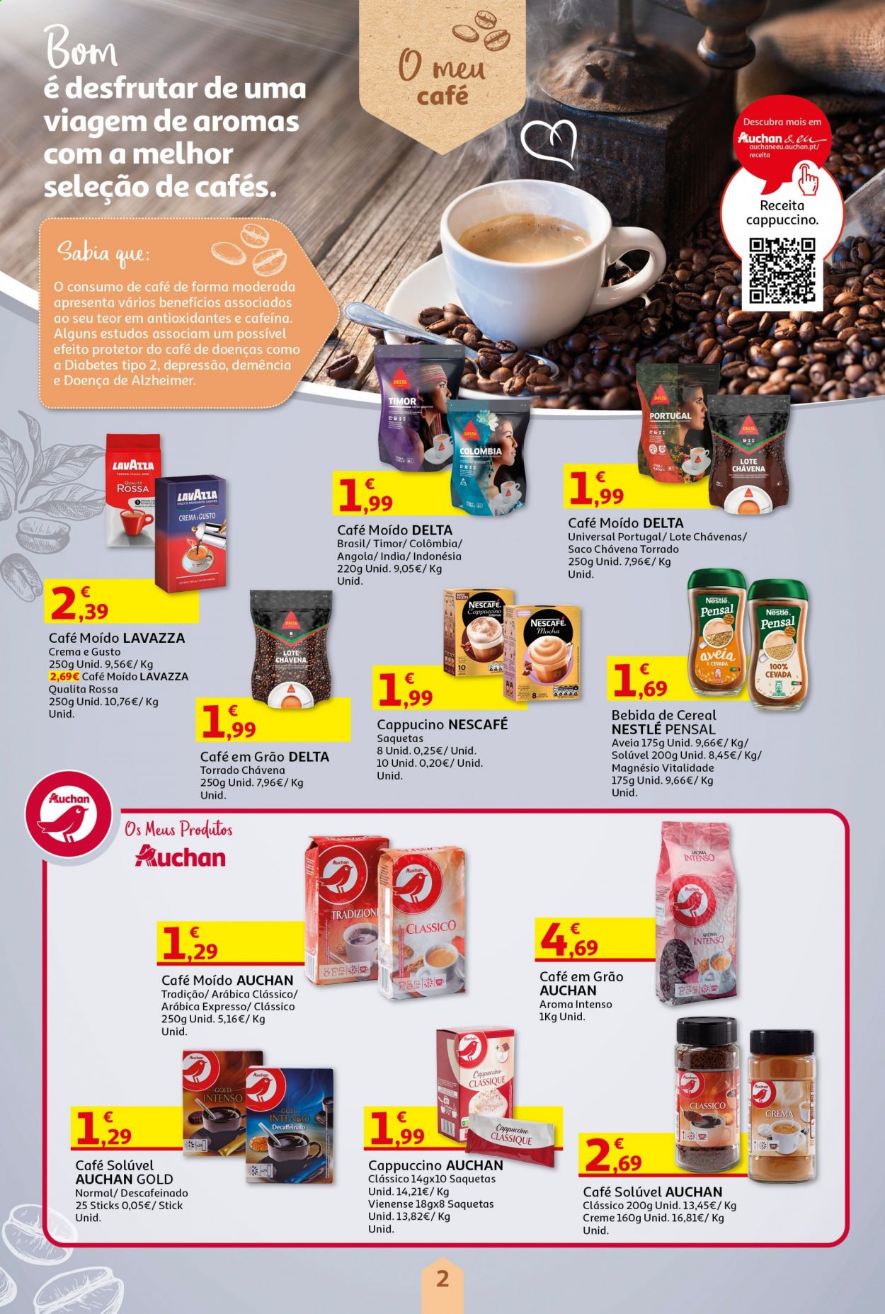 thumbnail - Folheto Auchan - 17.2.2021 - 2.3.2021 - Produtos em promoção - Nestlé, aveia, Lavazza, Nescafé, café em grão, café solúvel. Página 2.