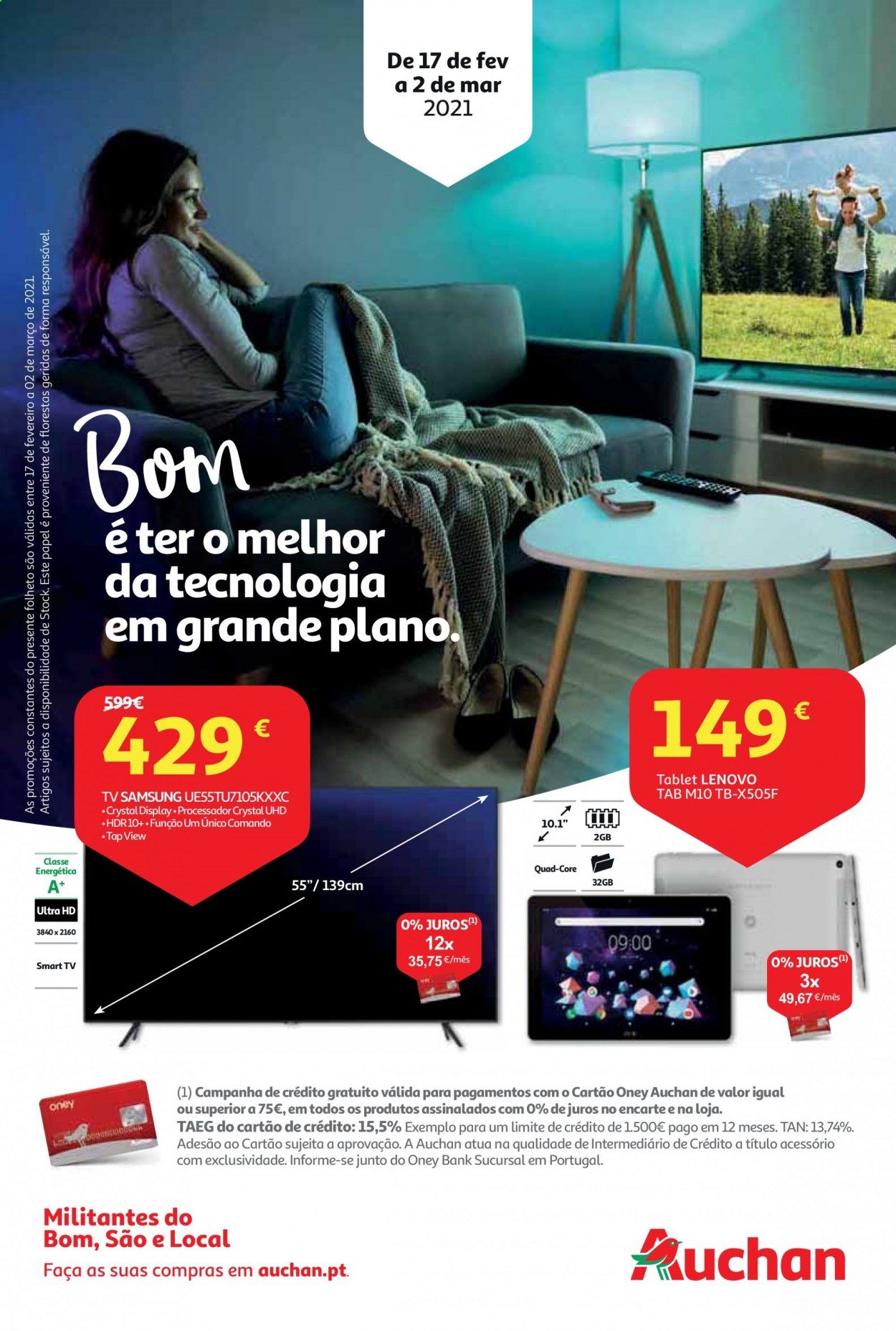 thumbnail - Folheto Auchan - 17.2.2021 - 2.3.2021 - Produtos em promoção - Samsung, Lenovo, tablet, Smart TV. Página 29.