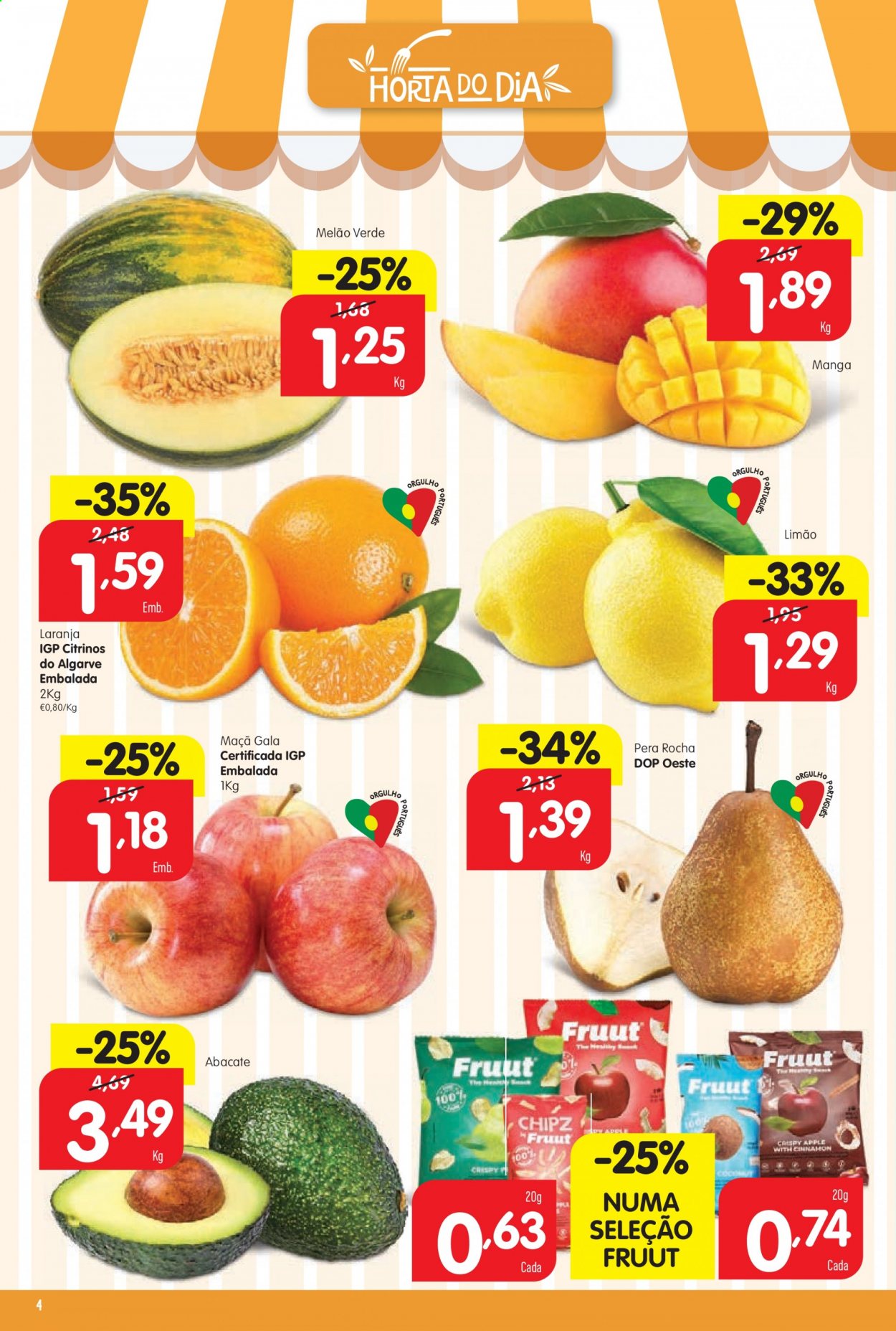 thumbnail - Folheto Minipreço - 18.2.2021 - 24.2.2021 - Produtos em promoção - maçã, pera, laranja, melão, abacate, limão. Página 4.