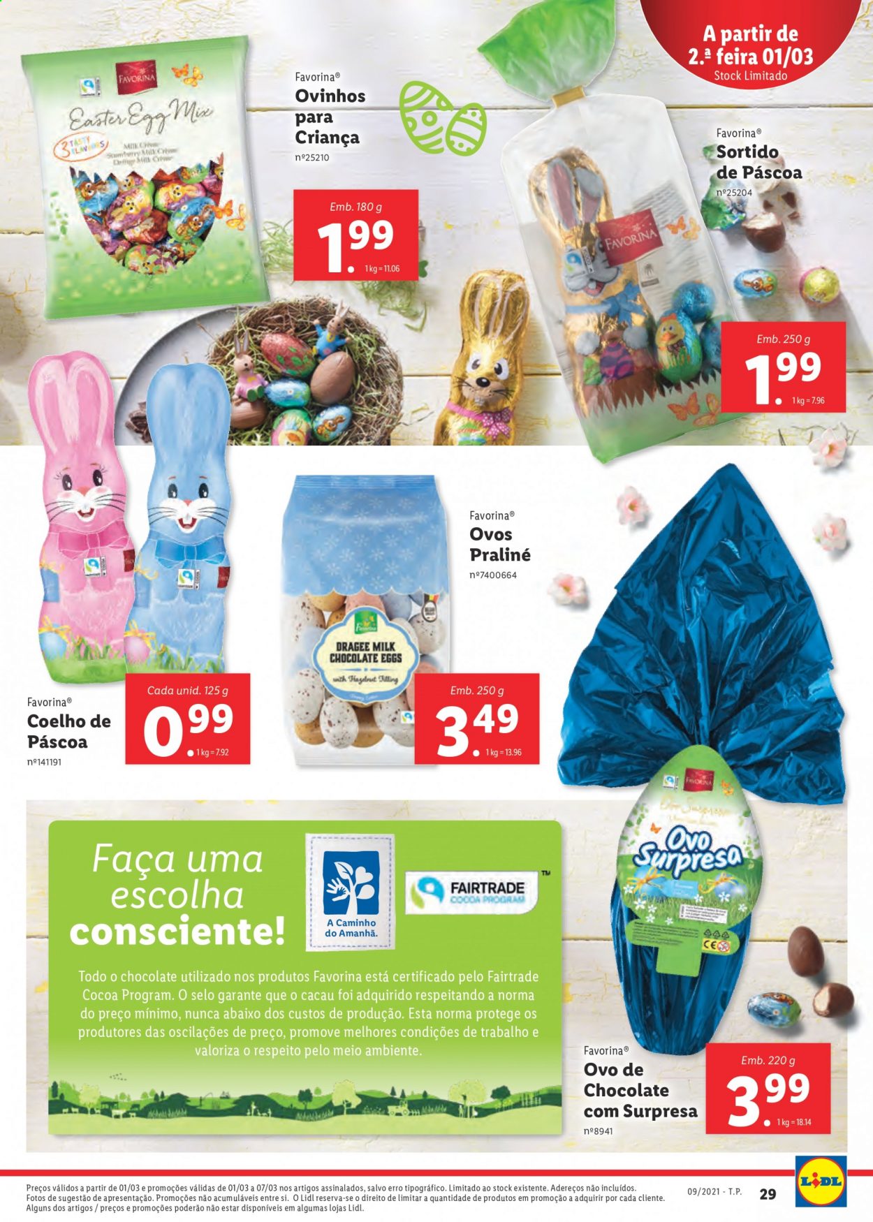 thumbnail - Folheto Lidl - 1.3.2021 - 7.3.2021 - Produtos em promoção - ovos, ovo de chocolate, ovinhos, cacau. Página 29.