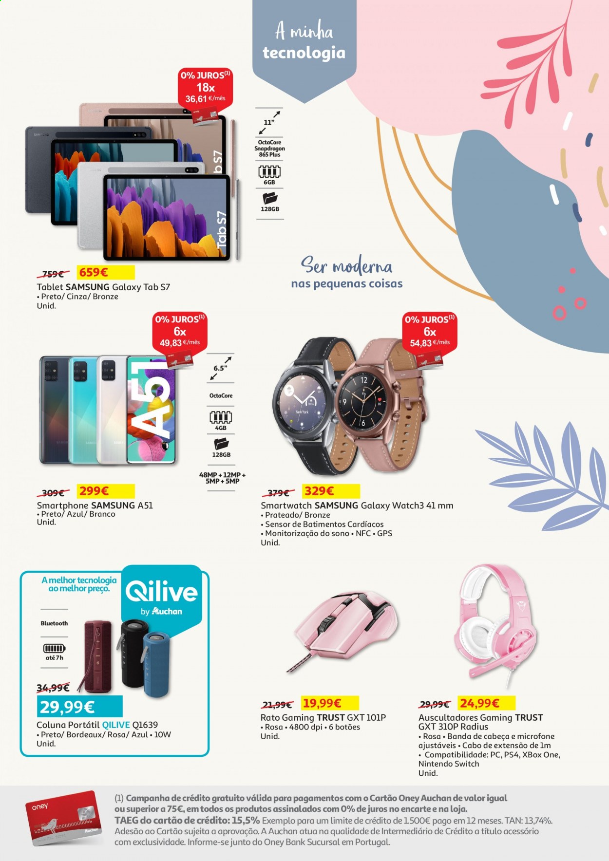 thumbnail - Folheto Auchan - 26.2.2021 - 8.3.2021 - Produtos em promoção - Samsung, Samsung Galaxy, Samsung Galaxy A51, smartphone, tablet, microfone. Página 5.