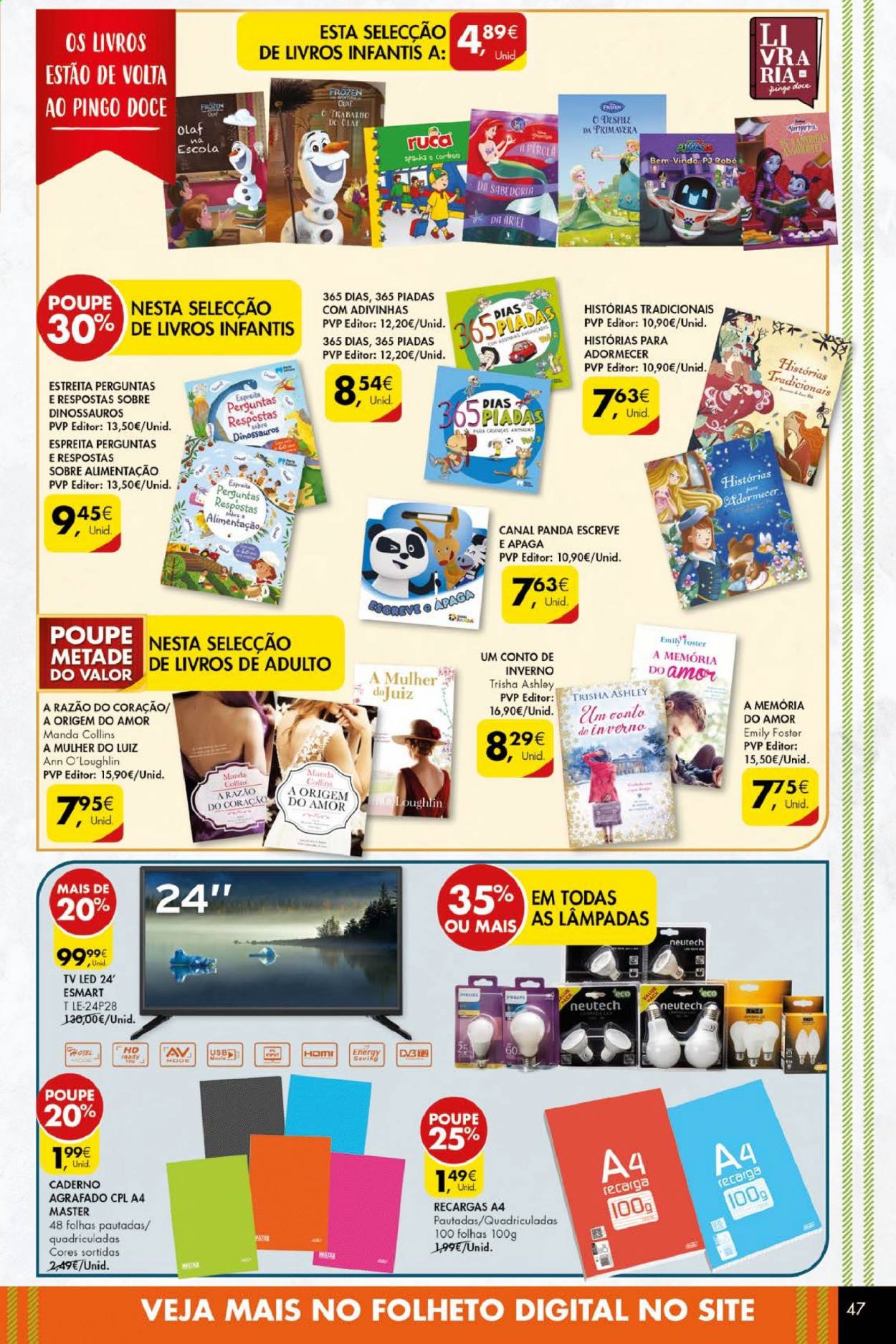 thumbnail - Folheto Pingo Doce - 2.3.2021 - 8.3.2021 - Produtos em promoção - Frozen, Ariel, TV Led, lâmpada, livro. Página 47.