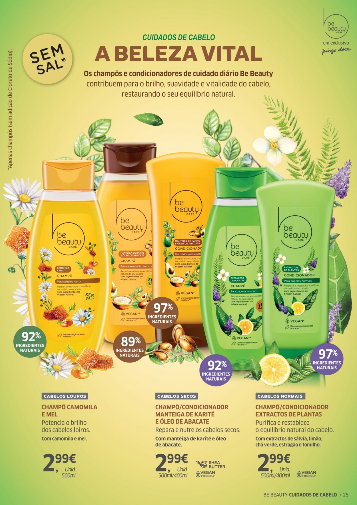 thumbnail - Folheto Pingo Doce - Produtos em promoção - limão, chá, chá verde, shampoo, condicionador. Página 25.