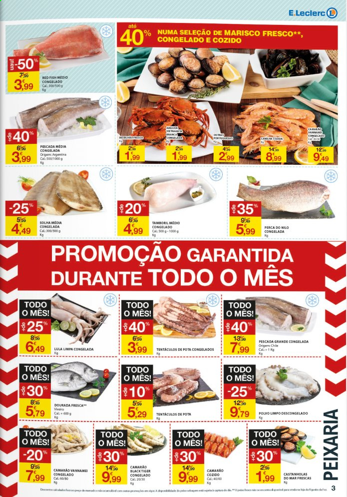 thumbnail - Folheto E.Leclerc - 4.3.2021 - 10.3.2021 - Produtos em promoção - camarão, polvo, marisco, lula. Página 3.