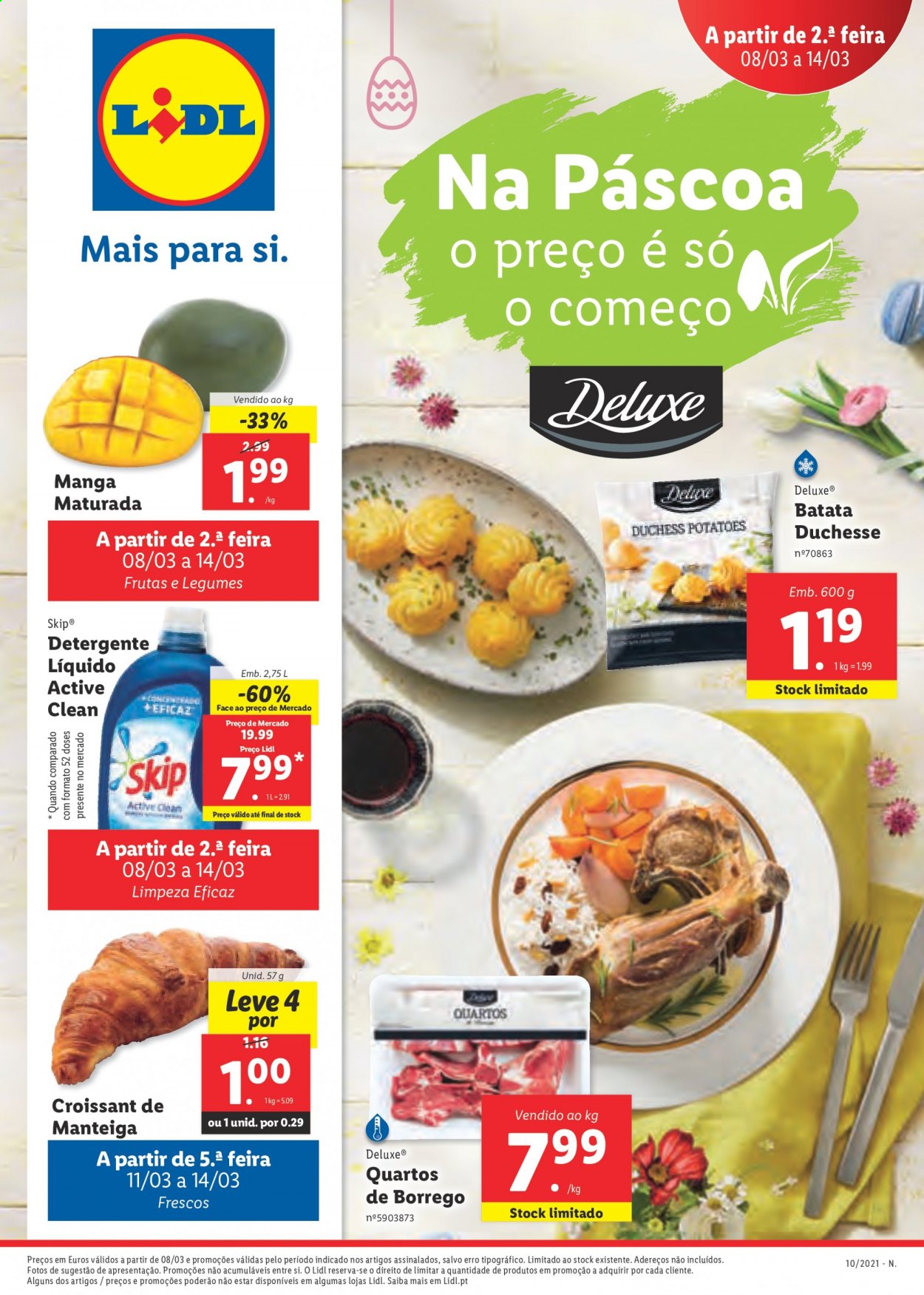 thumbnail - Folheto Lidl - 8.3.2021 - 14.3.2021 - Produtos em promoção - batata, legumes, croissant, manteiga, detergente, detergente líquido. Página 1.