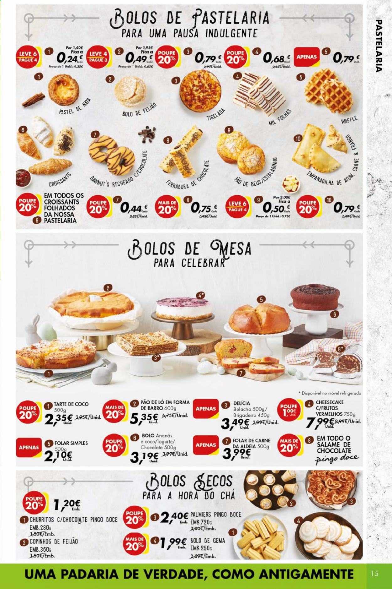thumbnail - Folheto Pingo Doce - 9.3.2021 - 15.3.2021 - Produtos em promoção - feijão, folar, bolo, croissant, pão de ló, frango, atum, salame, bolachas. Página 15.