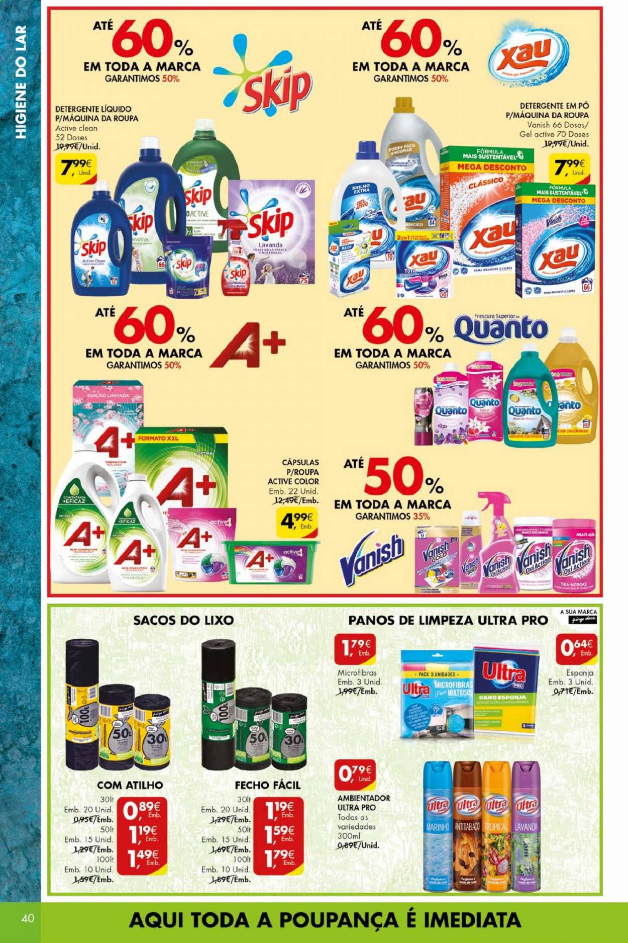 thumbnail - Folheto Pingo Doce - 9.3.2021 - 15.3.2021 - Produtos em promoção - detergente, Vanish, detergente em pó, detergente líquido, esponja. Página 40.