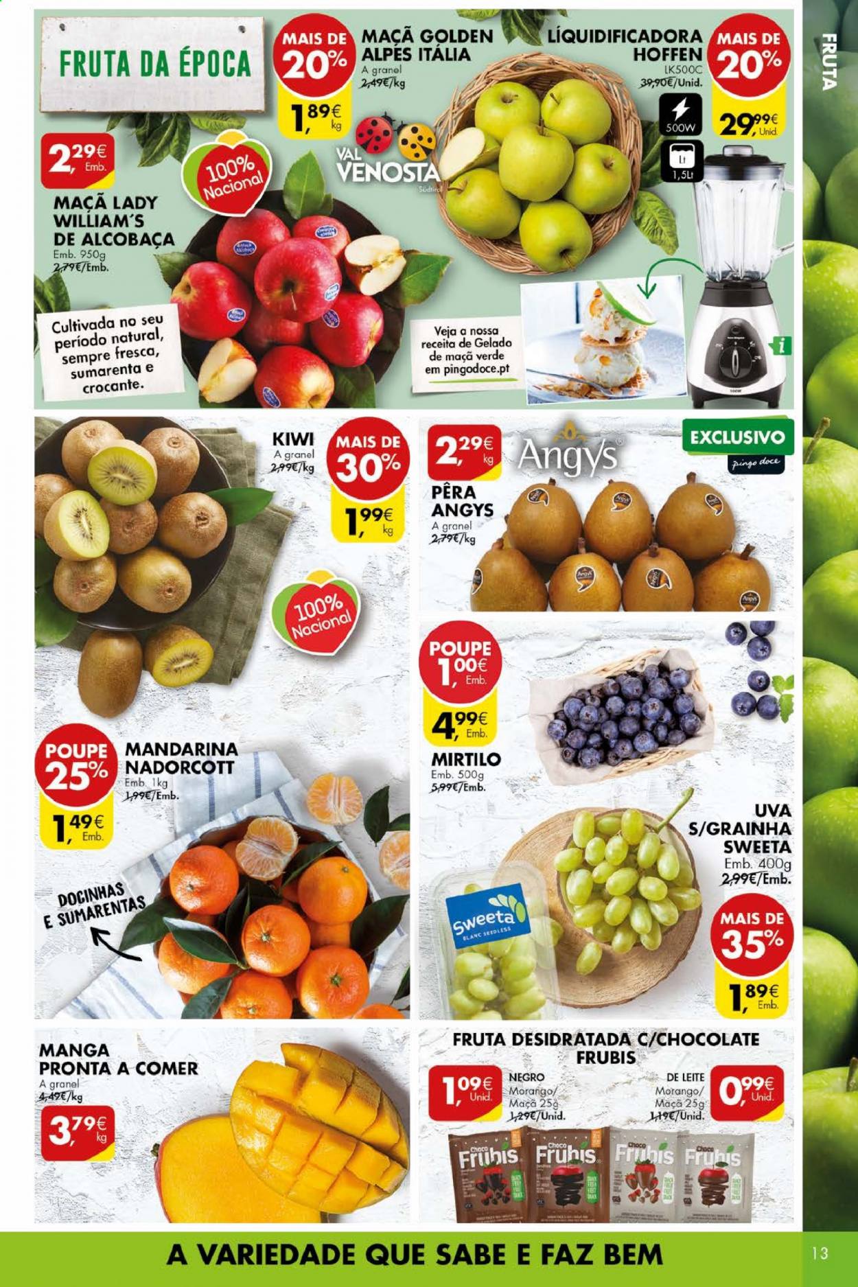 thumbnail - Folheto Pingo Doce - 16.3.2021 - 22.3.2021 - Produtos em promoção - kiwi, uva, mirtilo, mandarina. Página 13.