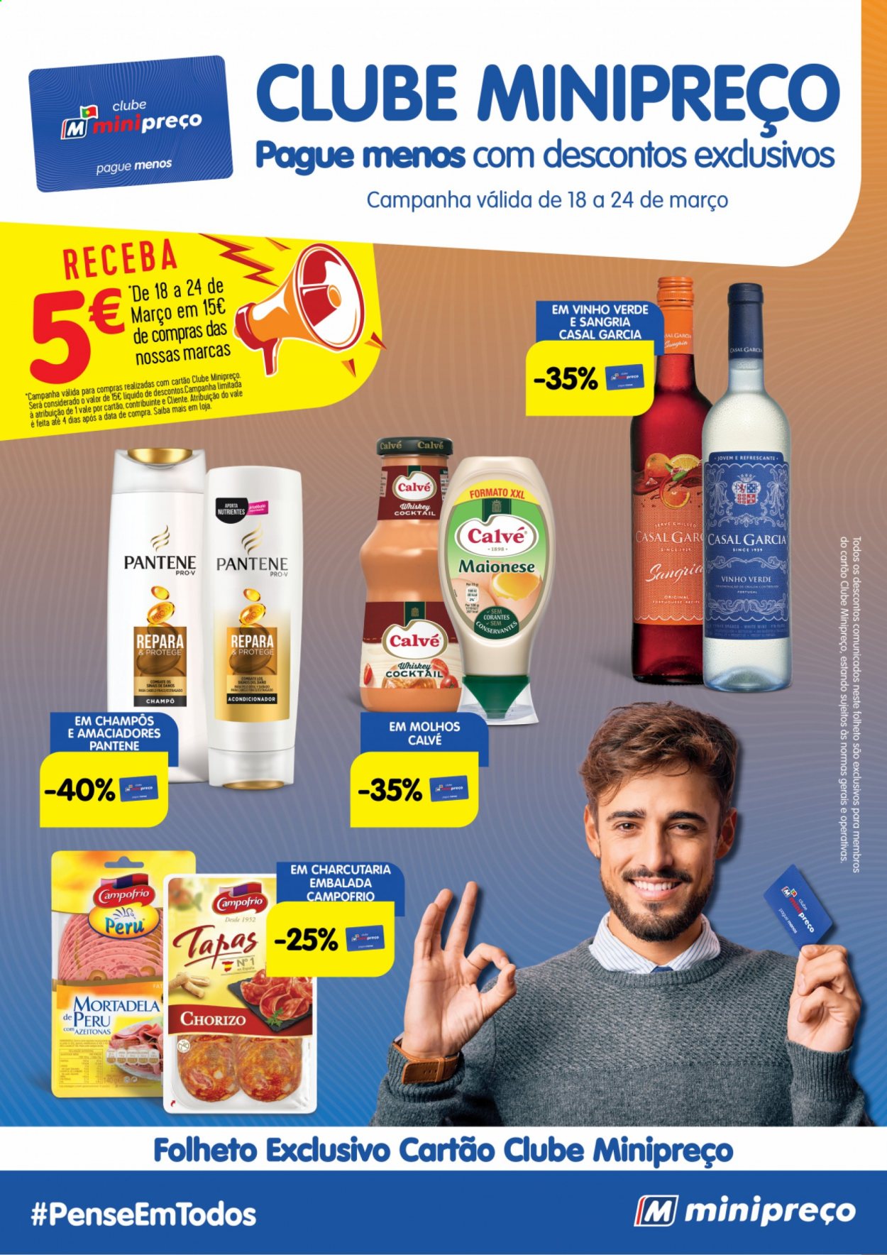 thumbnail - Folheto Minipreço - 18.3.2021 - 24.3.2021 - Produtos em promoção - perú, mortadela, maionese, sal, whiskey, shampoo, Pantene. Página 1.