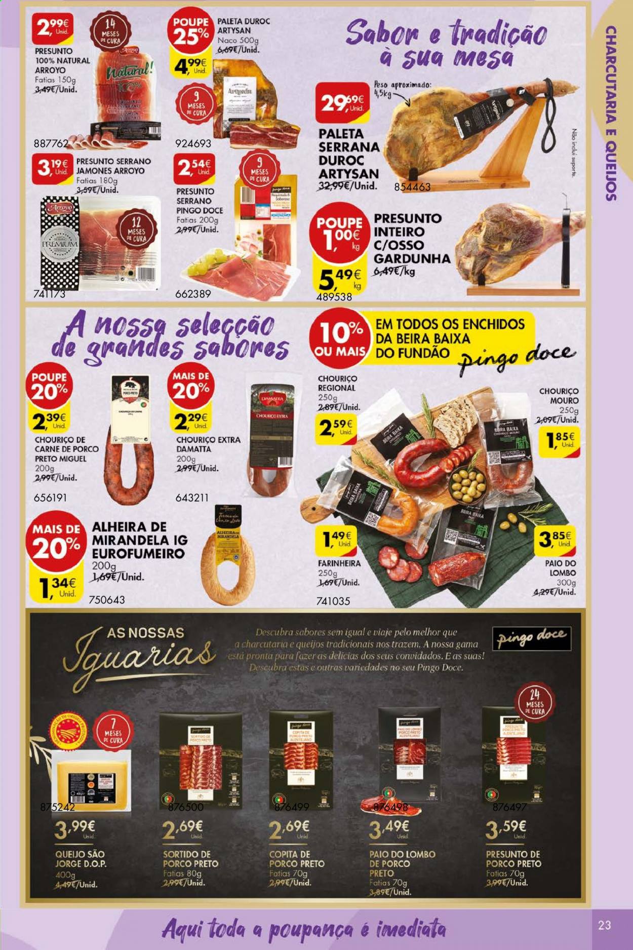 thumbnail - Folheto Pingo Doce - 30.3.2021 - 5.4.2021 - Produtos em promoção - lombo, presunto, queijo, cesta, mesa. Página 23.