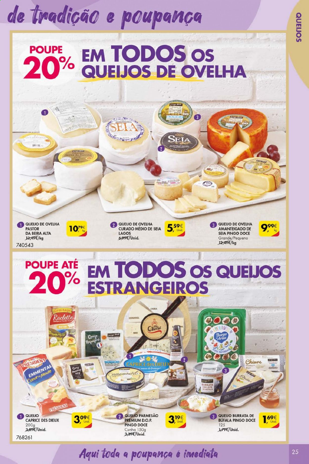 thumbnail - Folheto Pingo Doce - 30.3.2021 - 5.4.2021 - Produtos em promoção - queijo, parmesão, queijo brie, serra. Página 25.