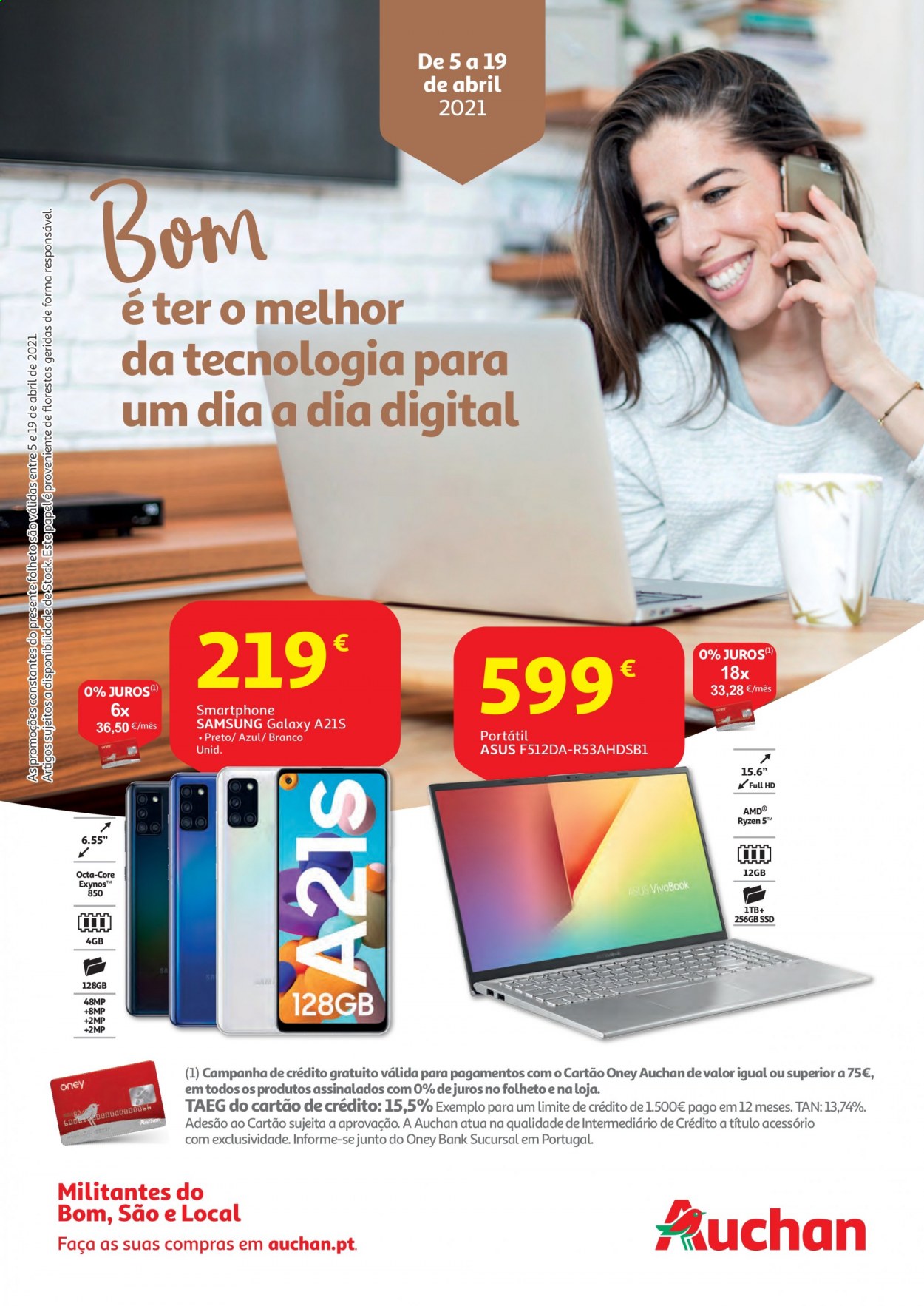 thumbnail - Folheto Auchan - 5.4.2021 - 19.4.2021 - Produtos em promoção - Samsung, Asus, Samsung Galaxy, smartphone. Página 28.
