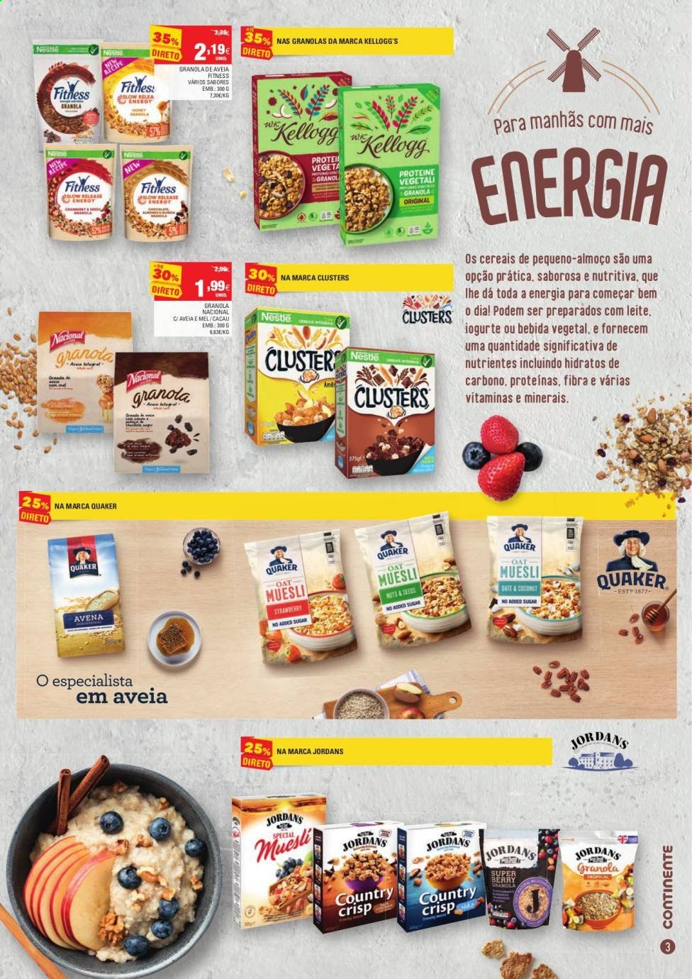 thumbnail - Folheto Continente - 6.4.2021 - 11.4.2021 - Produtos em promoção - iogurte, Nestlé, cacau, cereais, granola, Kellogg's. Página 3.