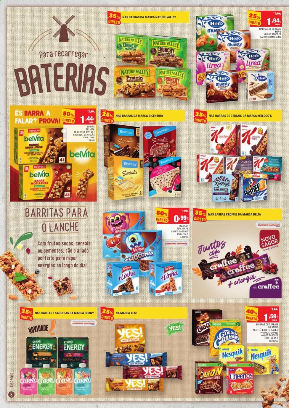 thumbnail - Folheto Continente - 6.4.2021 - 11.4.2021 - Produtos em promoção - cereja, Nesquik, chocolate, Nestlé, Kellogg's, bateria. Página 8.