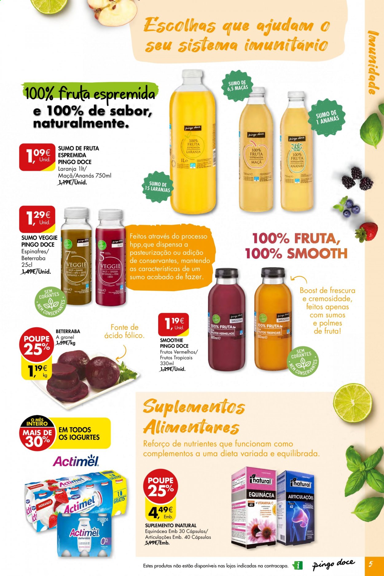 thumbnail - Folheto Pingo Doce - 6.4.2021 - 11.4.2021 - Produtos em promoção - maçã, laranja, smoothie. Página 5.