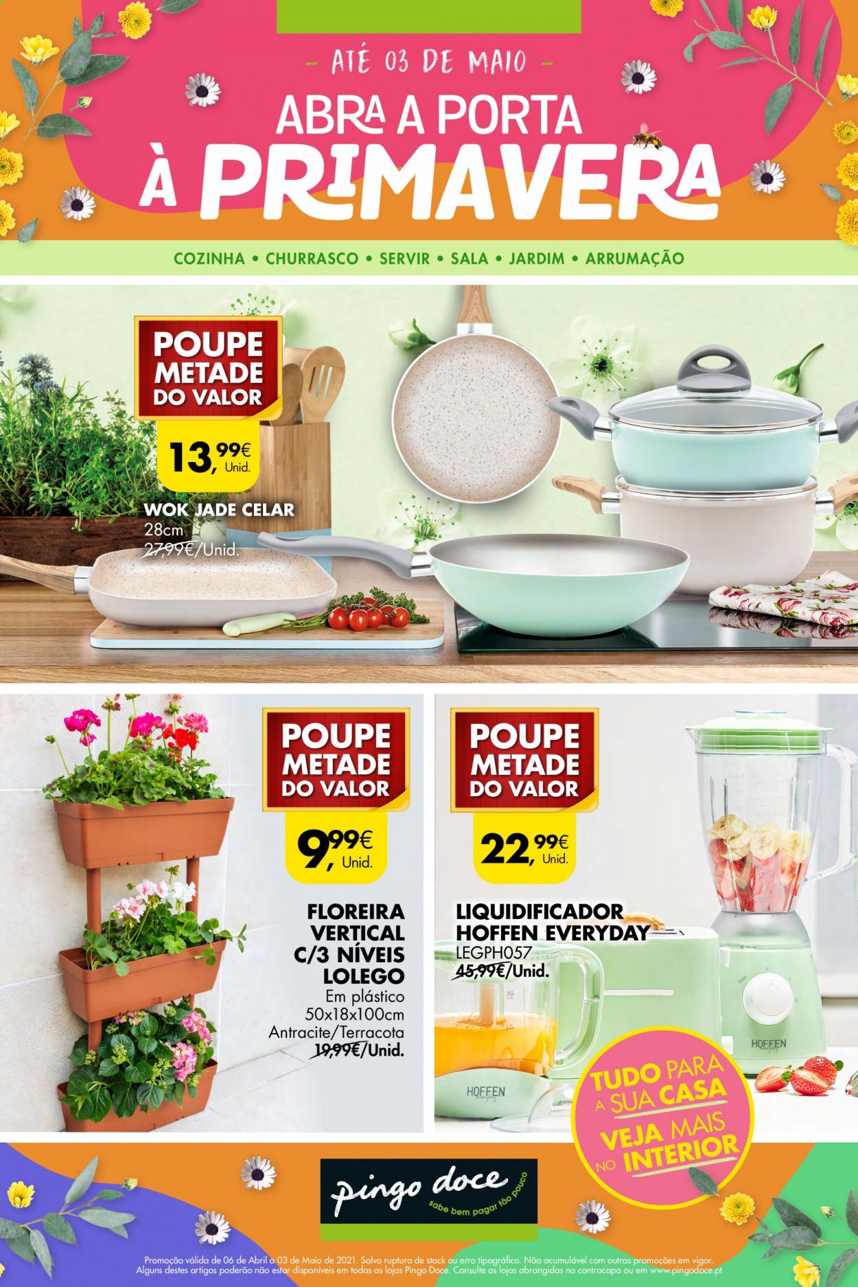 thumbnail - Folheto Pingo Doce - 6.4.2021 - 3.5.2021 - Produtos em promoção - wok, liquidificador. Página 1.