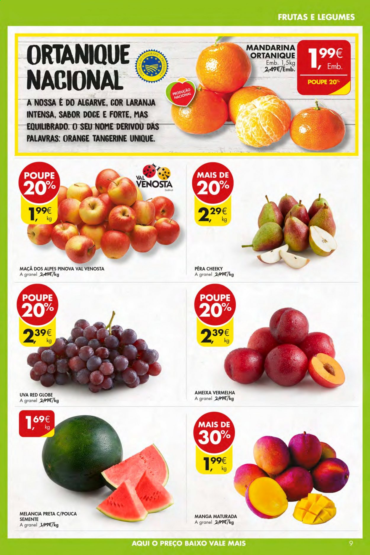 thumbnail - Folheto Pingo Doce - 6.4.2021 - 12.4.2021 - Produtos em promoção - maçã, uva, melancia, mandarina, legumes. Página 9.
