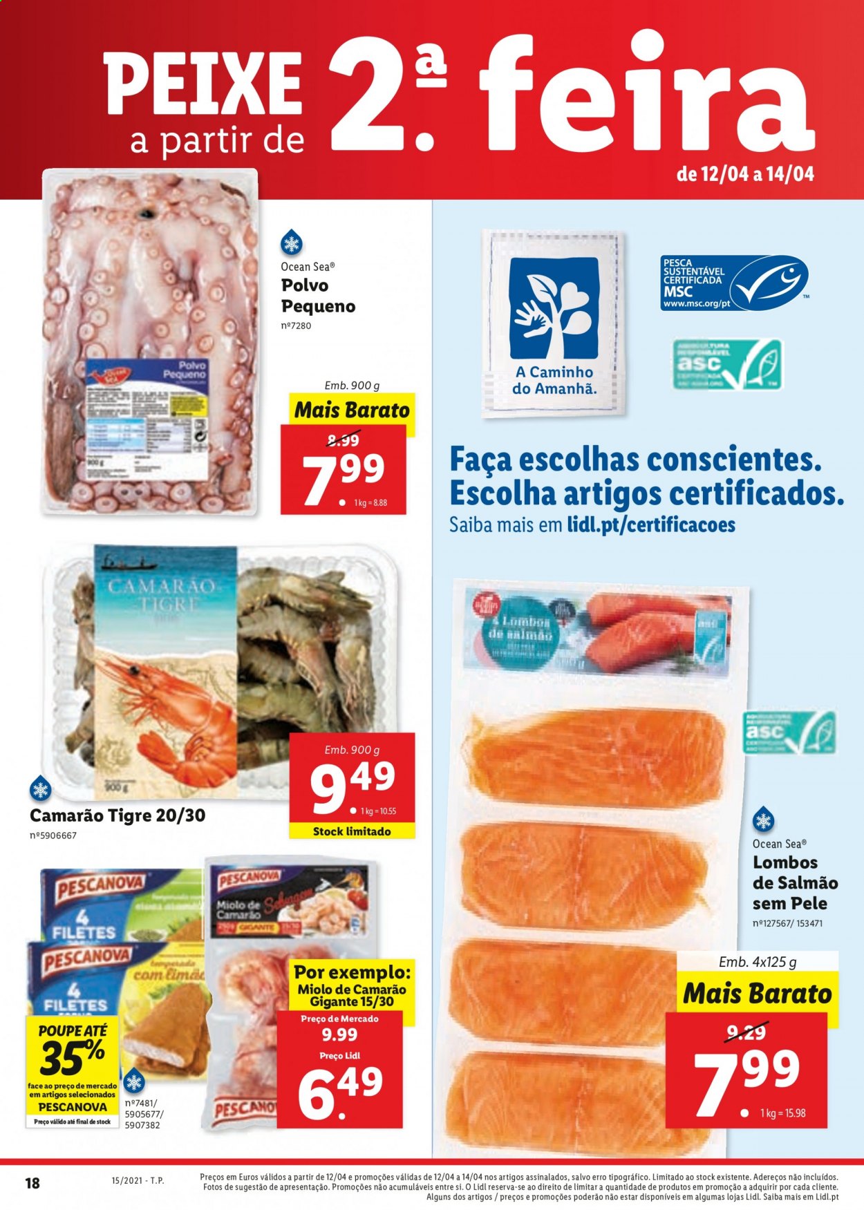 thumbnail - Folheto Lidl - 12.4.2021 - 18.4.2021 - Produtos em promoção - peixe. Página 18.