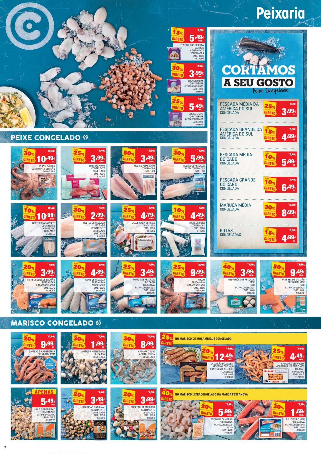 thumbnail - Folheto Continente - 13.4.2021 - 19.4.2021 - Produtos em promoção - salmão, polvo, atum, Iglo, marisco. Página 2.