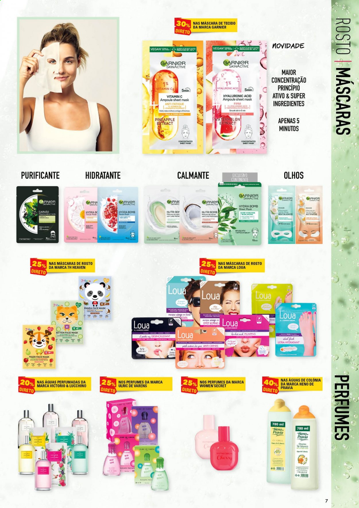 thumbnail - Folheto Continente - 20.4.2021 - 2.5.2021 - Produtos em promoção - Garnier, sérum, leite hidratante, máscara, perfume. Página 7.
