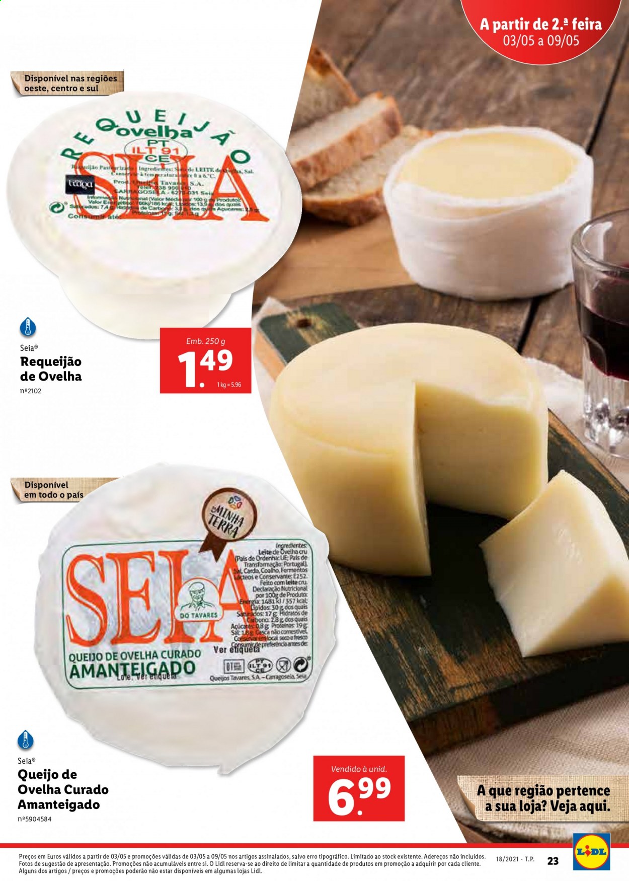thumbnail - Folheto Lidl - 3.5.2021 - 9.5.2021 - Produtos em promoção - queijo, requeijão. Página 43.