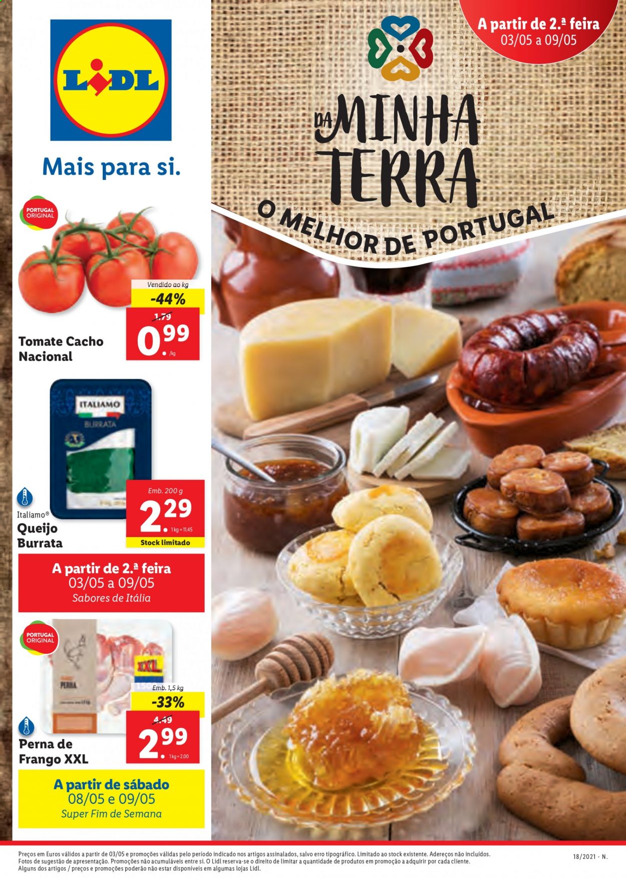 thumbnail - Folheto Lidl - 3.5.2021 - 9.5.2021 - Produtos em promoção - tomate, frango, queijo. Página 1.