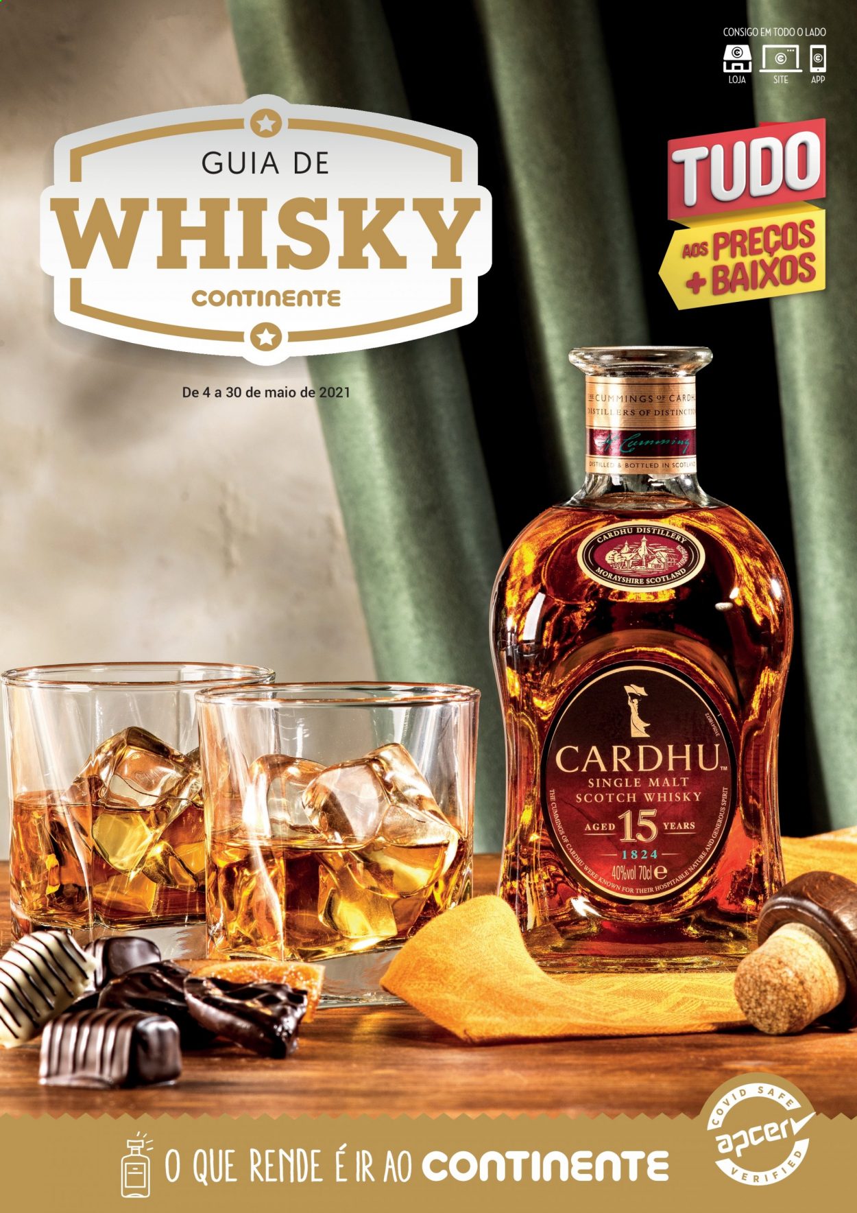 thumbnail - Folheto Continente - 4.5.2021 - 30.5.2021 - Produtos em promoção - whiskey, scotch whisky. Página 1.