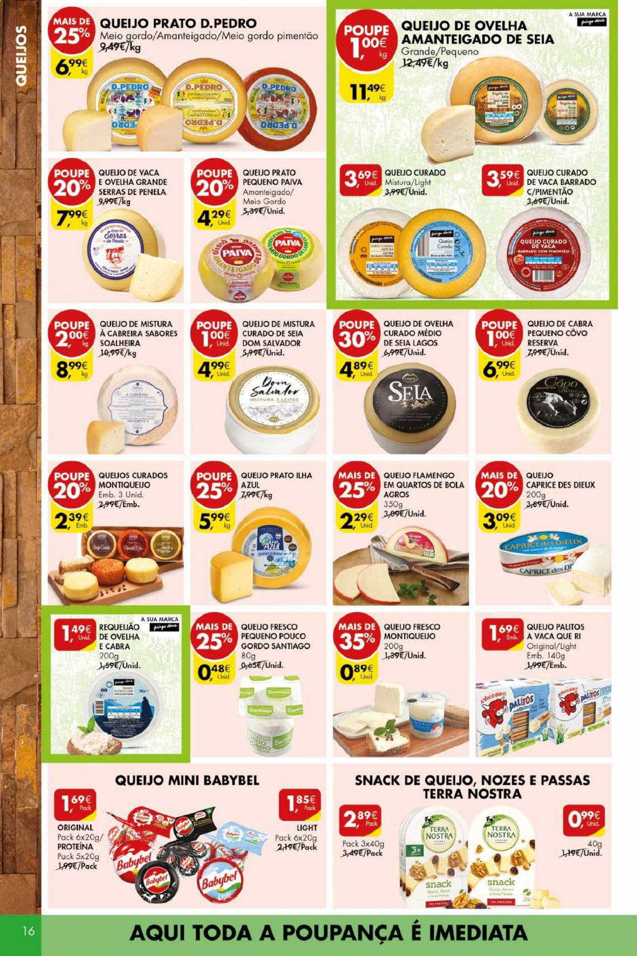 thumbnail - Folheto Pingo Doce - 11.5.2021 - 17.5.2021 - Produtos em promoção - requeijão, Babybel, queijo prato, nozes, prato. Página 16.