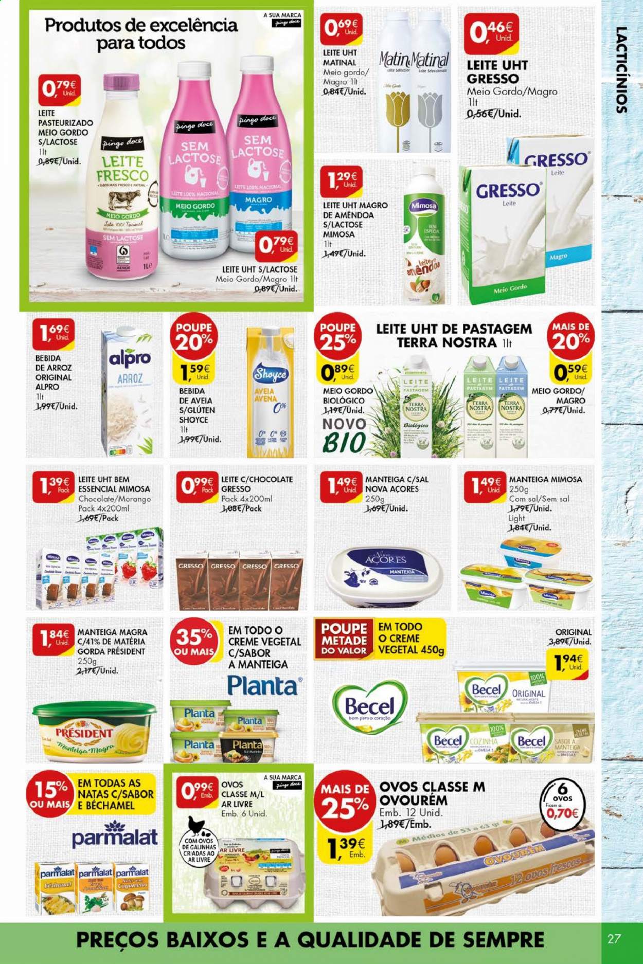 thumbnail - Folheto Pingo Doce - 11.5.2021 - 17.5.2021 - Produtos em promoção - Mimosa, bebida de arroz, manteiga, Becel. Página 27.