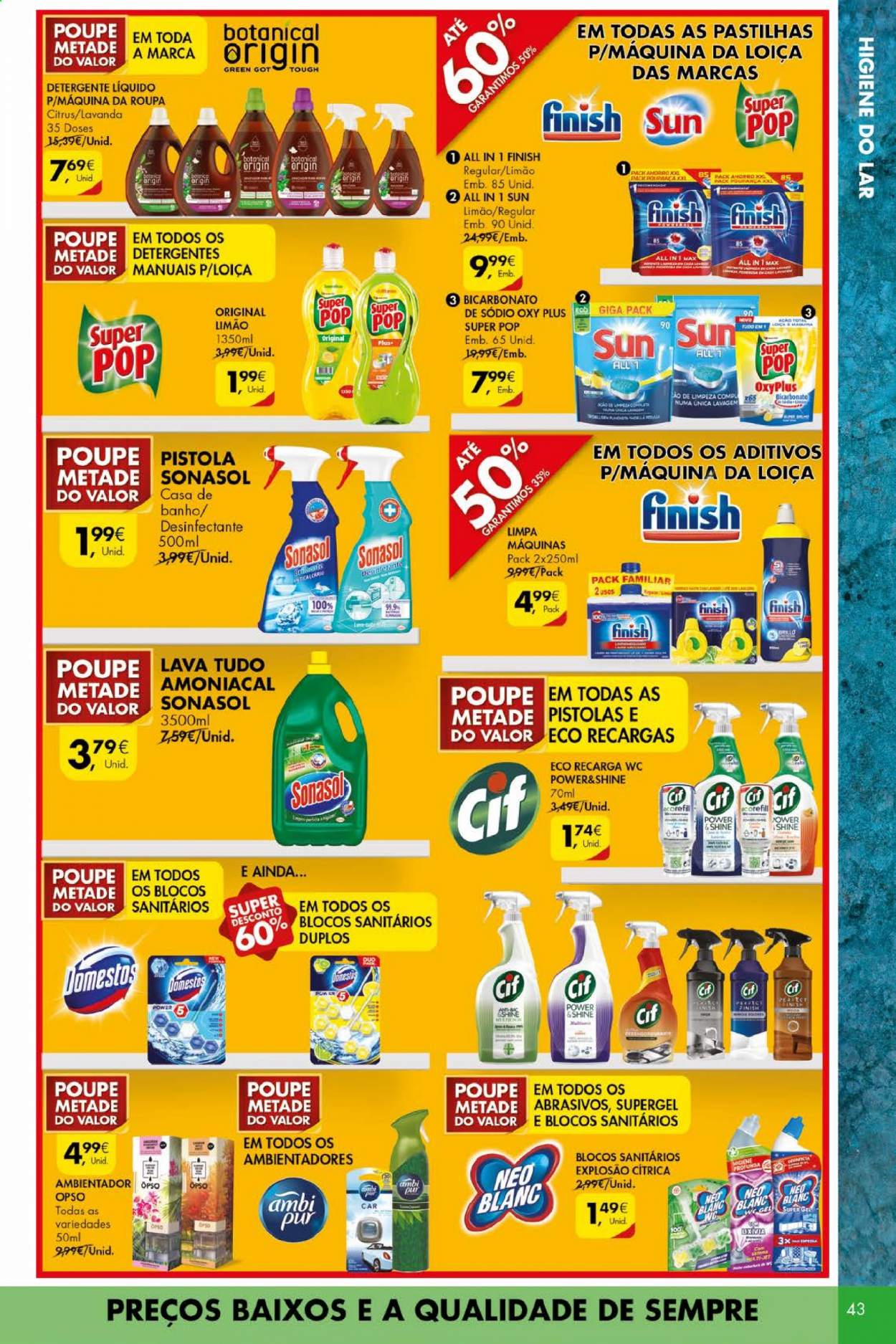 thumbnail - Folheto Pingo Doce - 11.5.2021 - 17.5.2021 - Produtos em promoção - limão, gin, detergente, Cif, detergente líquido, Finish, Ambi Pur. Página 43.