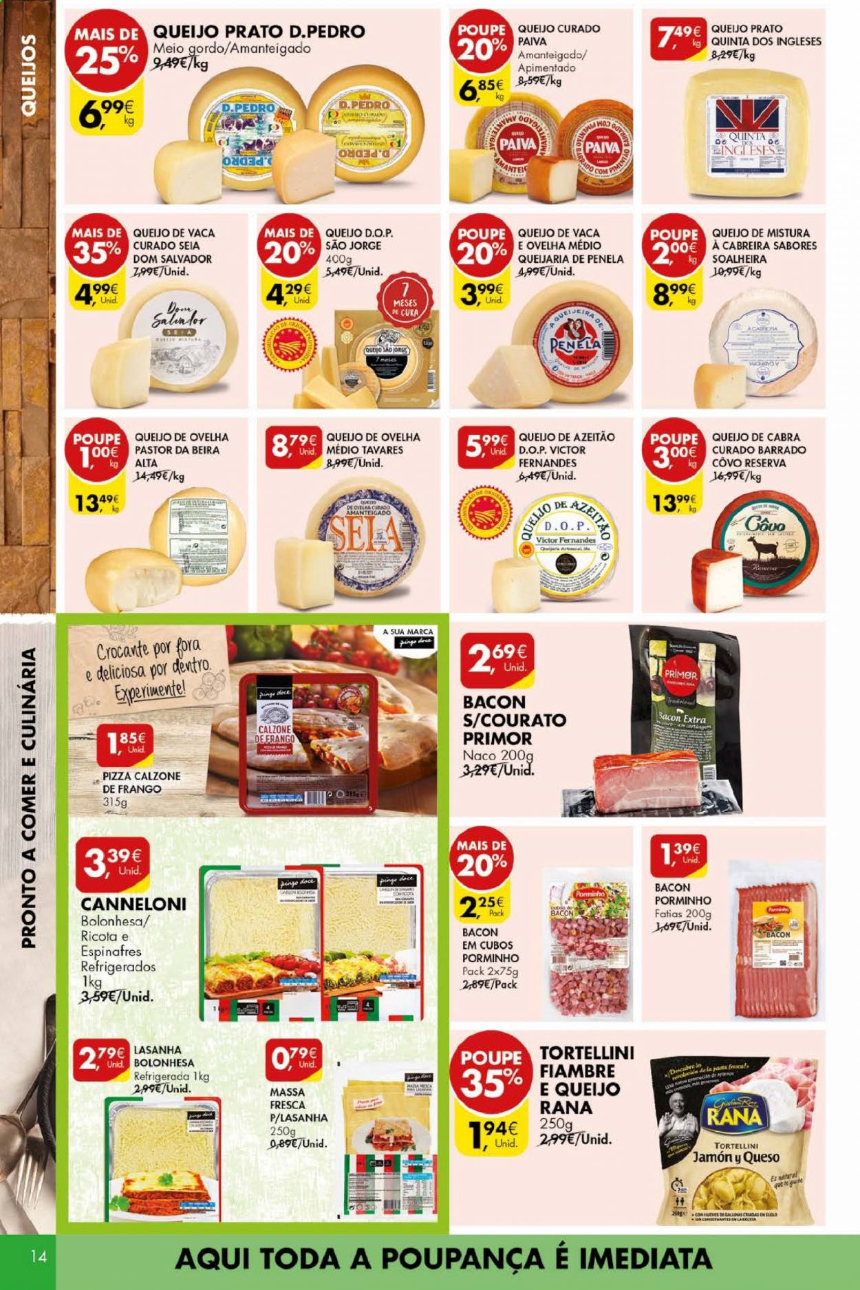 thumbnail - Folheto Pingo Doce - 25.5.2021 - 31.5.2021 - Produtos em promoção - pizza, lasanha, tortellini, queijo prato, ricotta, queijo curado, queijo de ovelha, queijo de cabra. Página 14.
