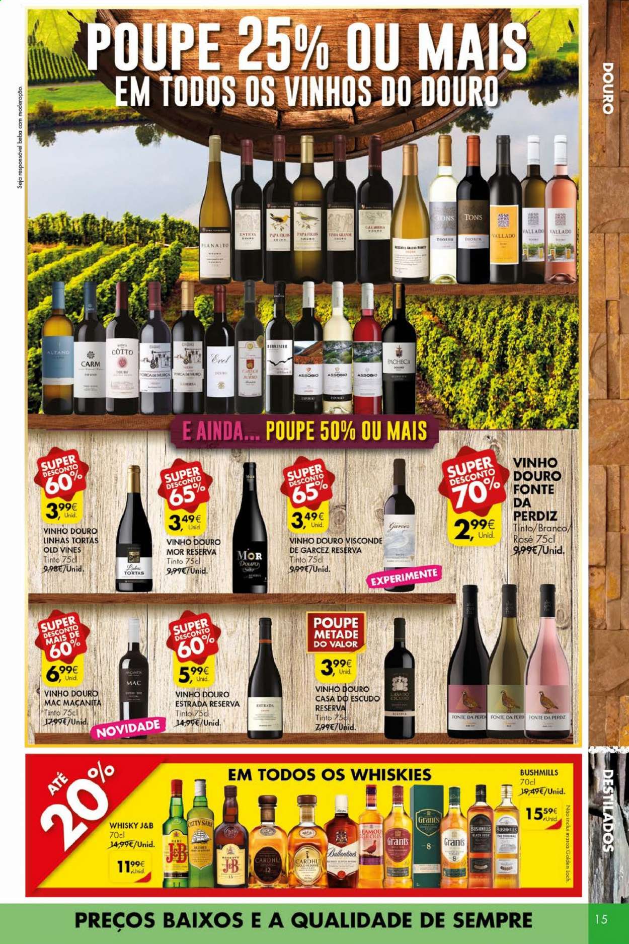 thumbnail - Folheto Pingo Doce - 25.5.2021 - 31.5.2021 - Produtos em promoção - vinho, Grant‘s, whiskey. Página 15.