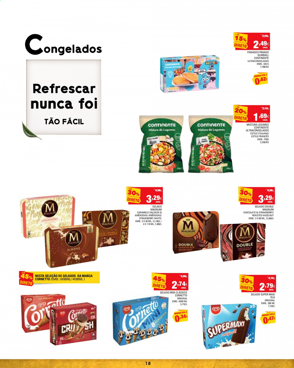 thumbnail - Folheto Continente Modelo - 25.5.2021 - 21.6.2021 - Produtos em promoção - legumes, frango, Magnum, chocolate. Página 18.