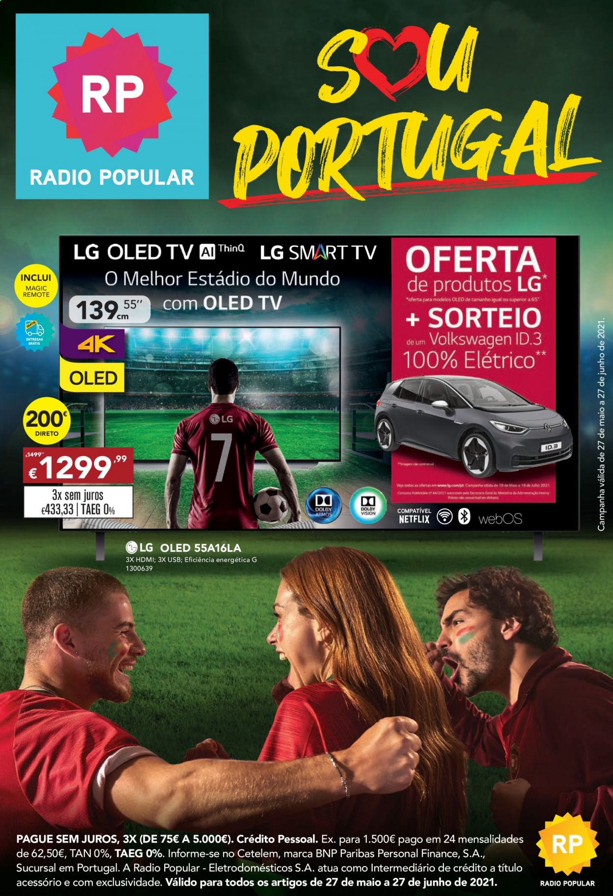 thumbnail - Folheto Radio Popular - 27.5.2021 - 27.6.2021 - Produtos em promoção - LG, Smart TV. Página 1.