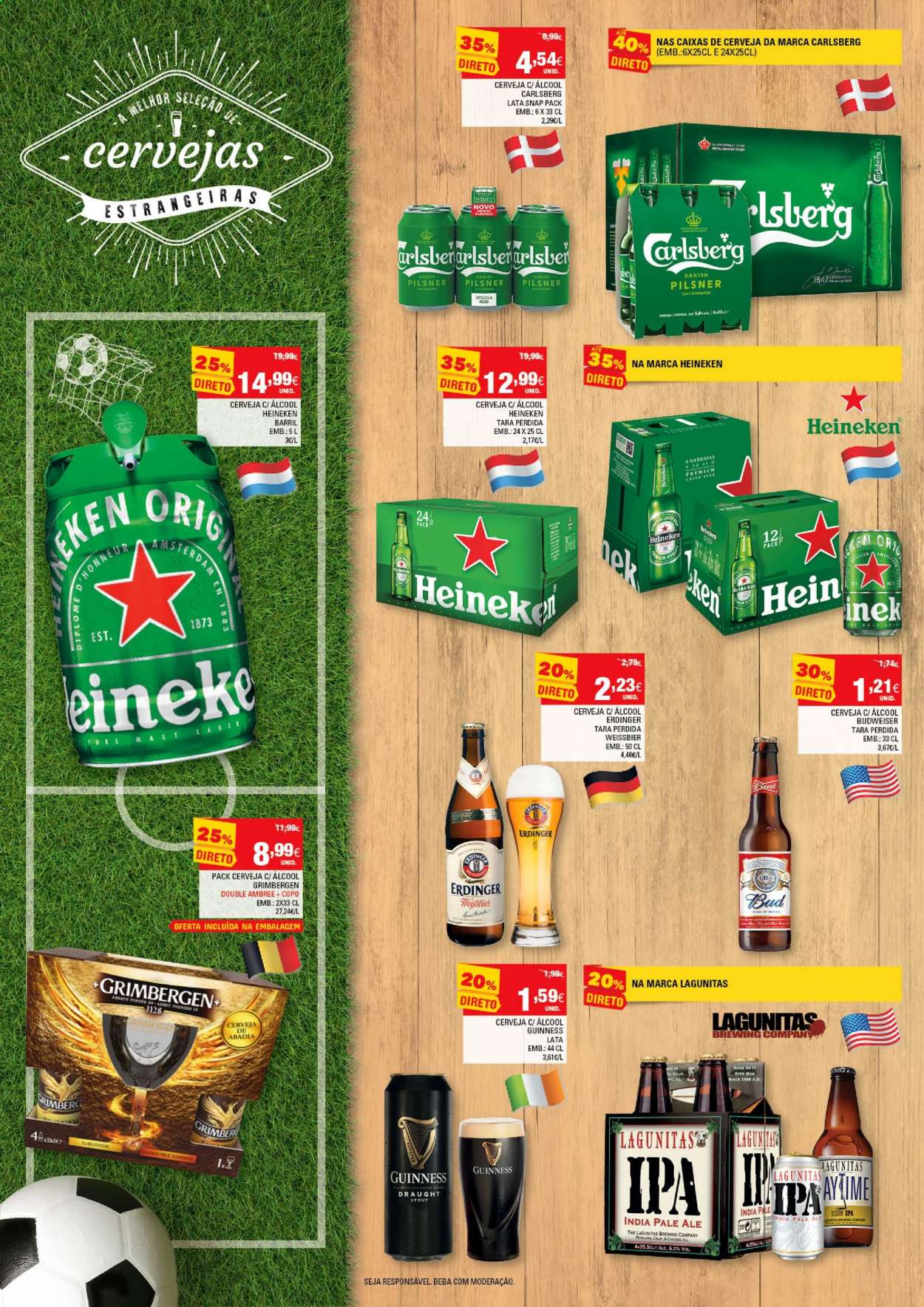 thumbnail - Folheto Continente - 1.6.2021 - 20.6.2021 - Produtos em promoção - Heineken, Weissbier, Budweiser, copo. Página 4.