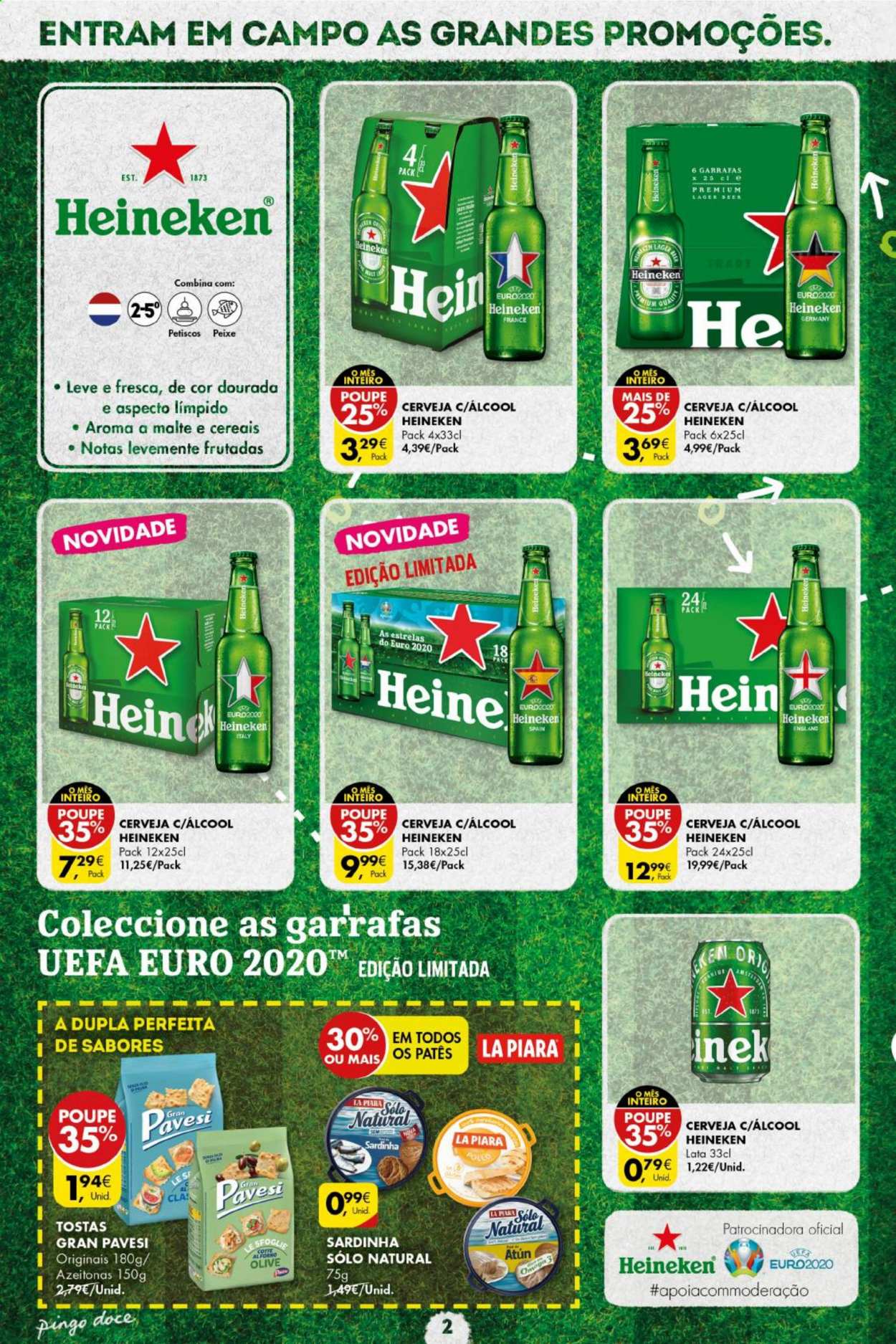 thumbnail - Folheto Pingo Doce - 1.6.2021 - 21.6.2021 - Produtos em promoção - Heineken, azeitona, peixe, sardinhas. Página 2.
