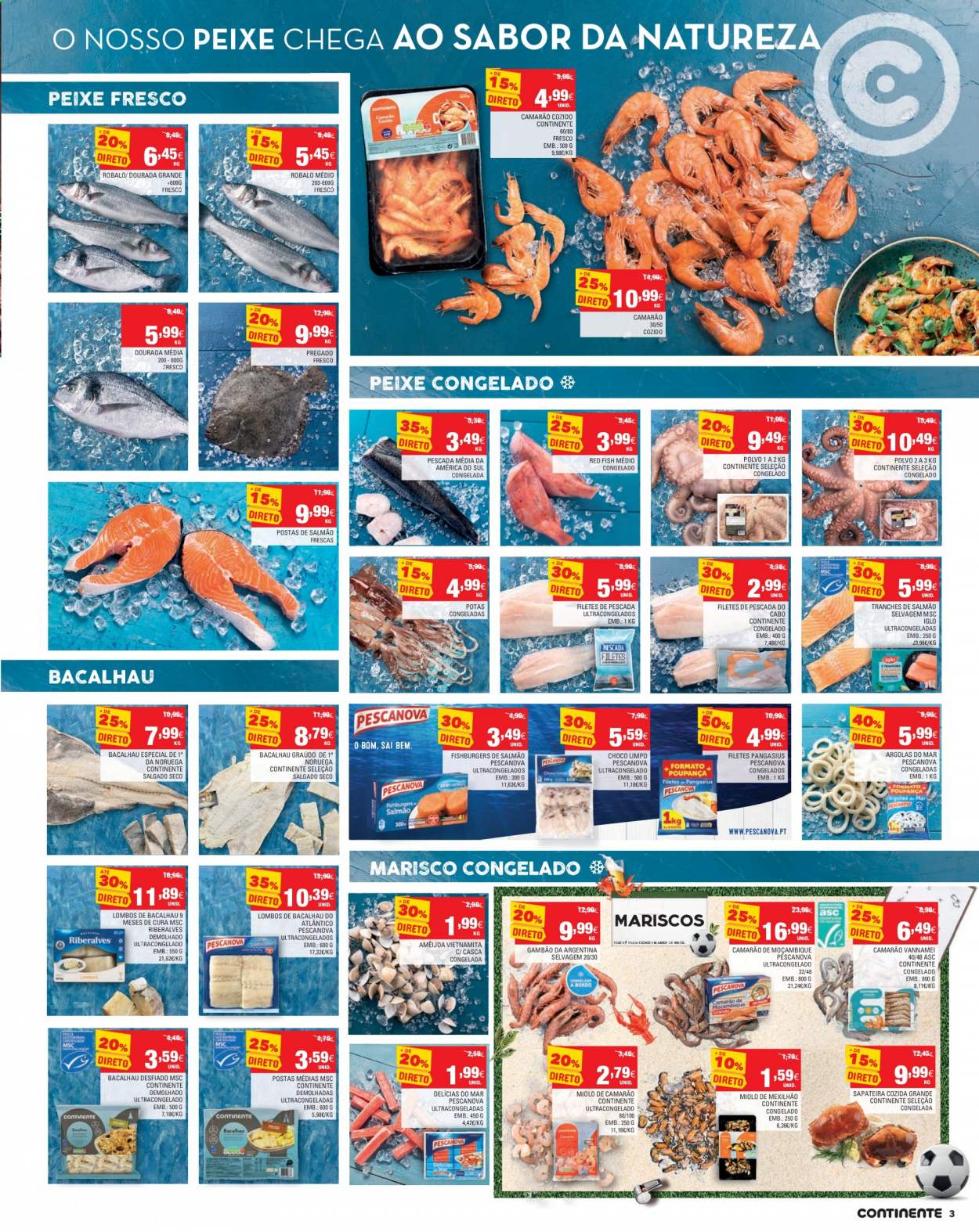 thumbnail - Folheto Continente Modelo - 8.6.2021 - 14.6.2021 - Produtos em promoção - salmão, bacalhau, polvo, Iglo, pangasius, peixe, marisco. Página 3.