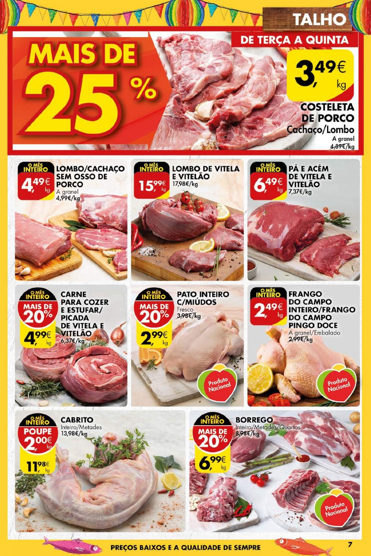 thumbnail - Folheto Pingo Doce - 8.6.2021 - 14.6.2021 - Produtos em promoção - lombo, carne, costeletas de porco, pato inteiro, frango, pato, cabrito. Página 7.
