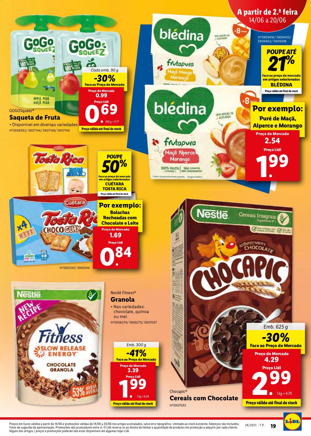 thumbnail - Folheto Lidl - 14.6.2021 - 20.6.2021 - Produtos em promoção - Nestlé, bolachas, cereais, granola, Chocapic, quinoa, mel. Página 37.