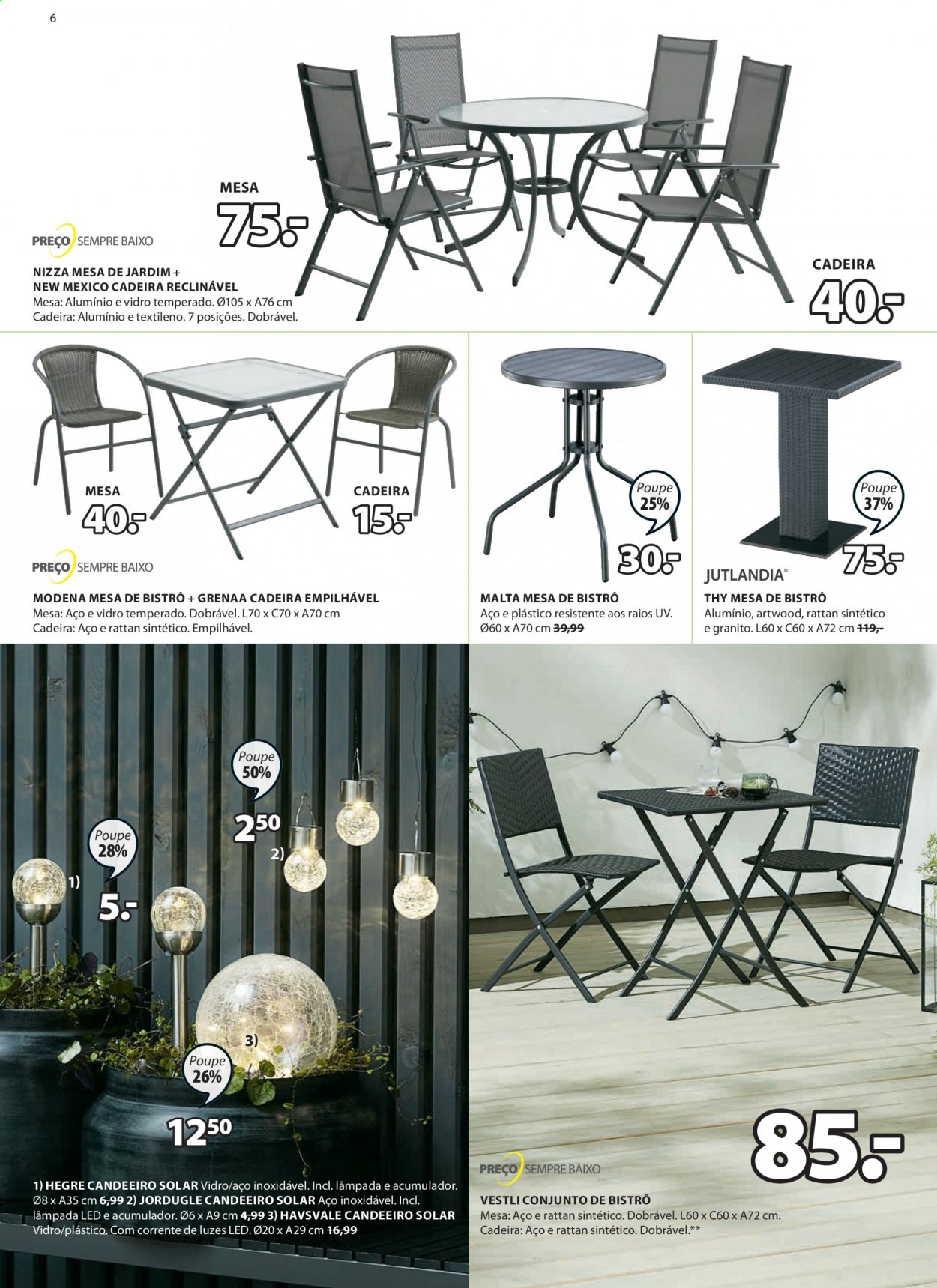 thumbnail - Folheto Jysk - 10.6.2021 - 23.6.2021 - Produtos em promoção - cadeira, lâmpada, candeeiro. Página 6.