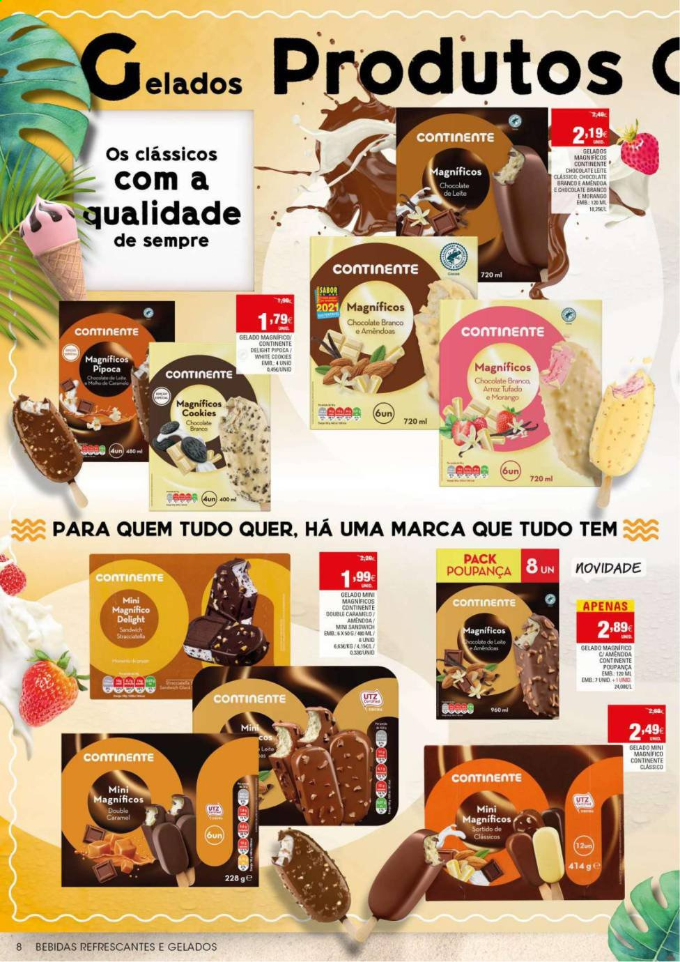 thumbnail - Folheto Continente - 15.6.2021 - 27.6.2021 - Produtos em promoção - sanduiche, chocolate, chocolate branco, popcorn, pipoca, arroz. Página 8.